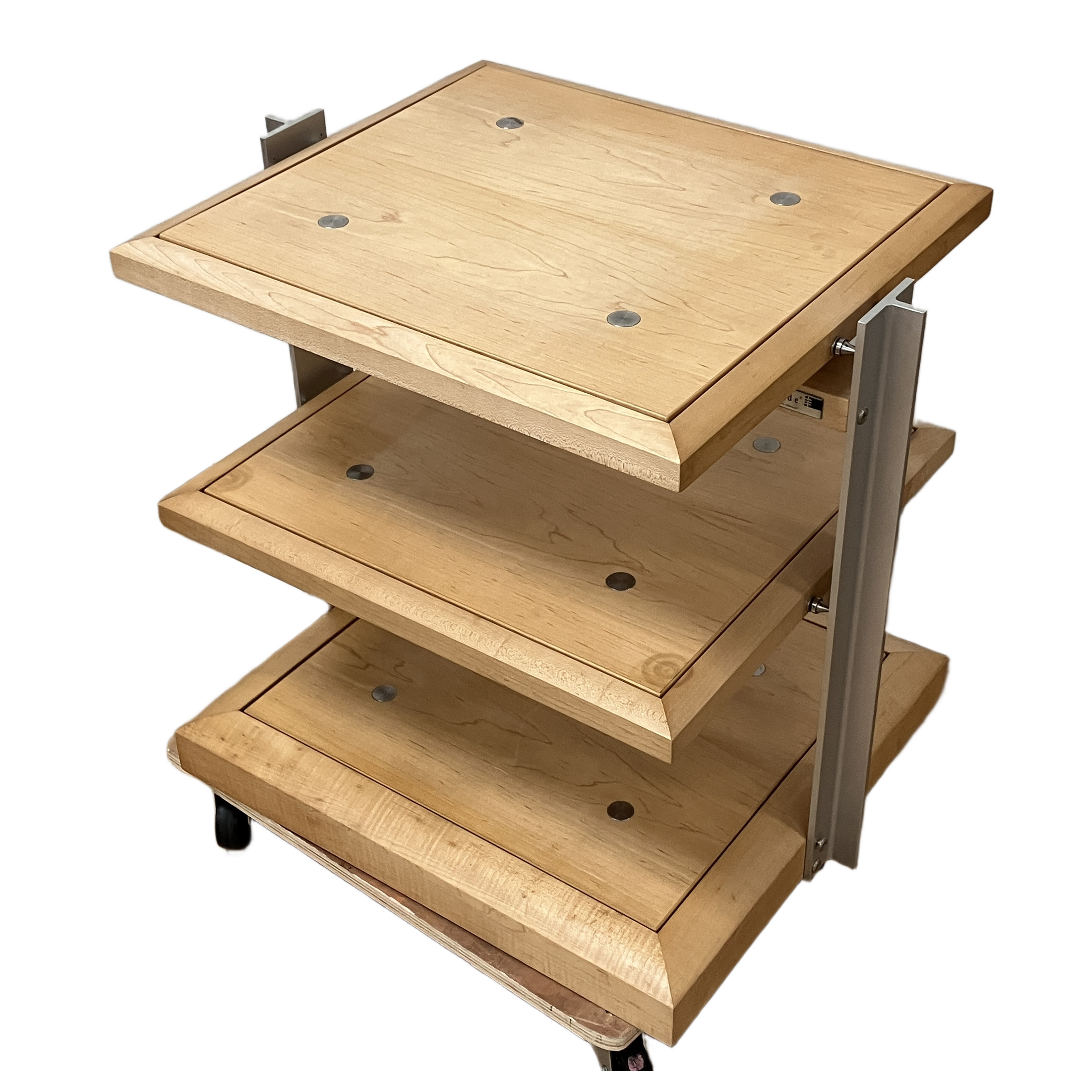 洗練された木材とアルミ支柱の対比が美しい、機能美溢れる逸品です。