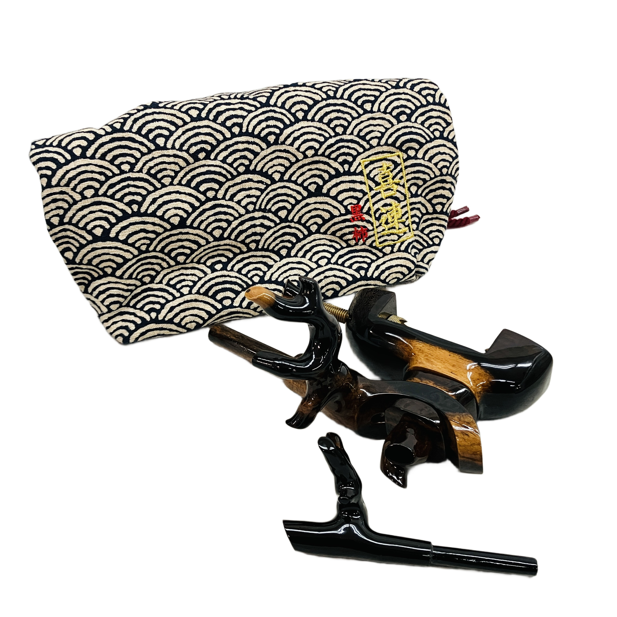 喜連 万力 黒柿 竿掛け固定器 釣具