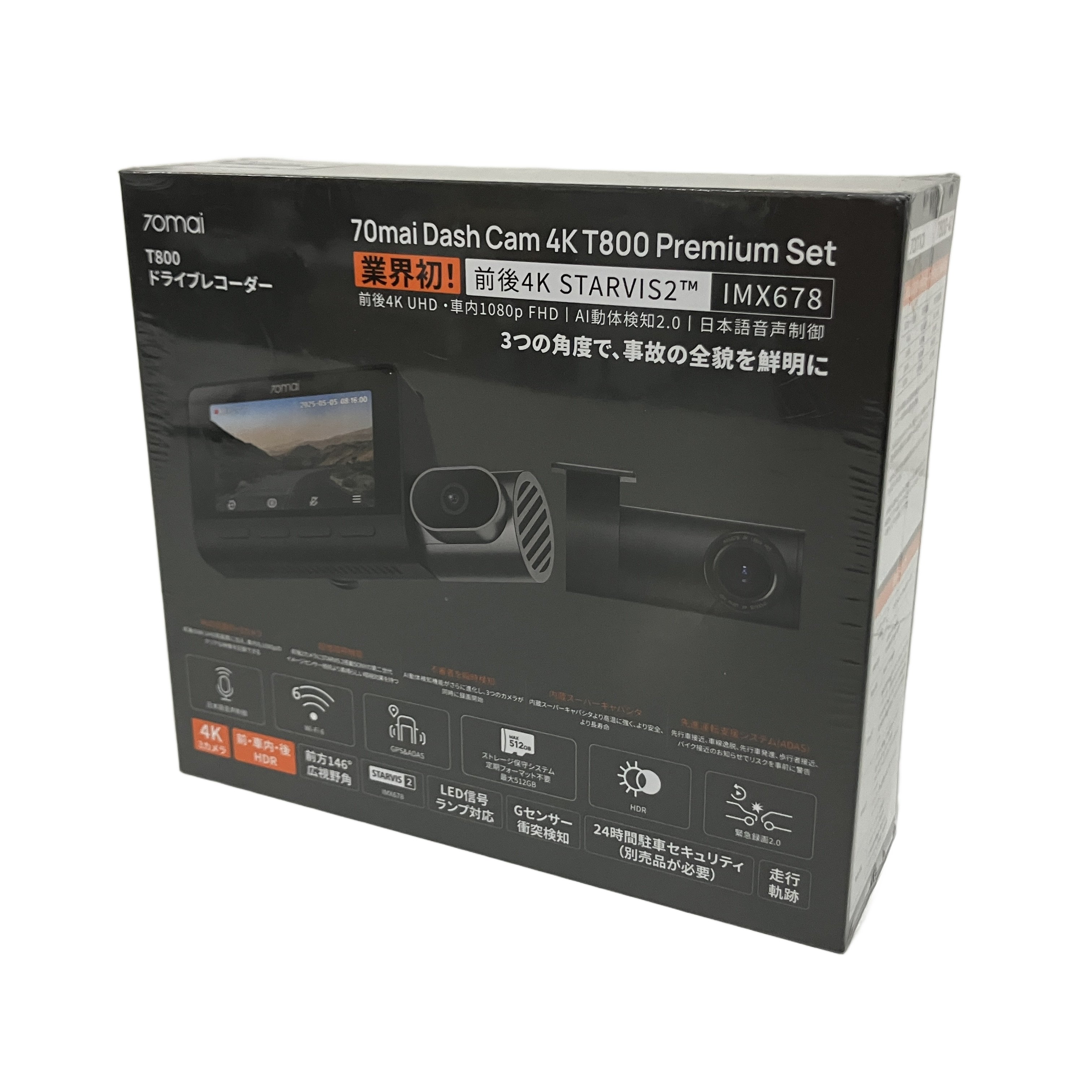 70mai T800 4K3カメラ ドライブレコーダー