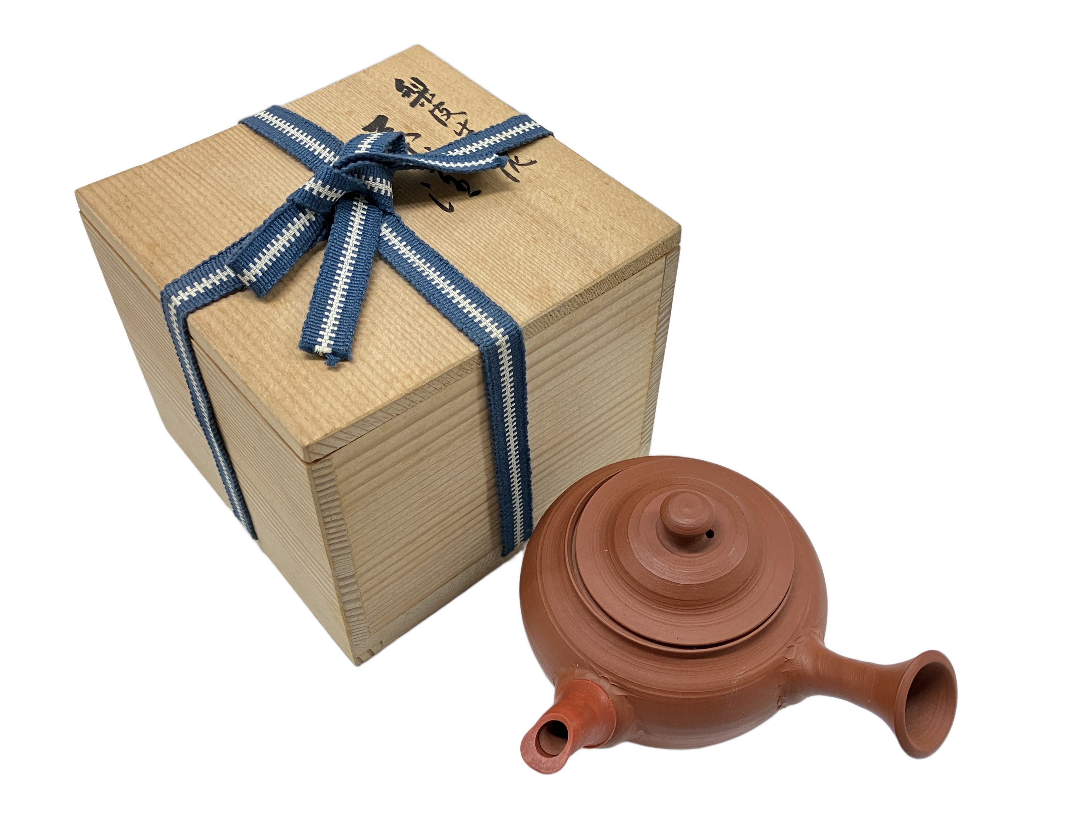 常山窯 山田常山 横手急須 朱泥