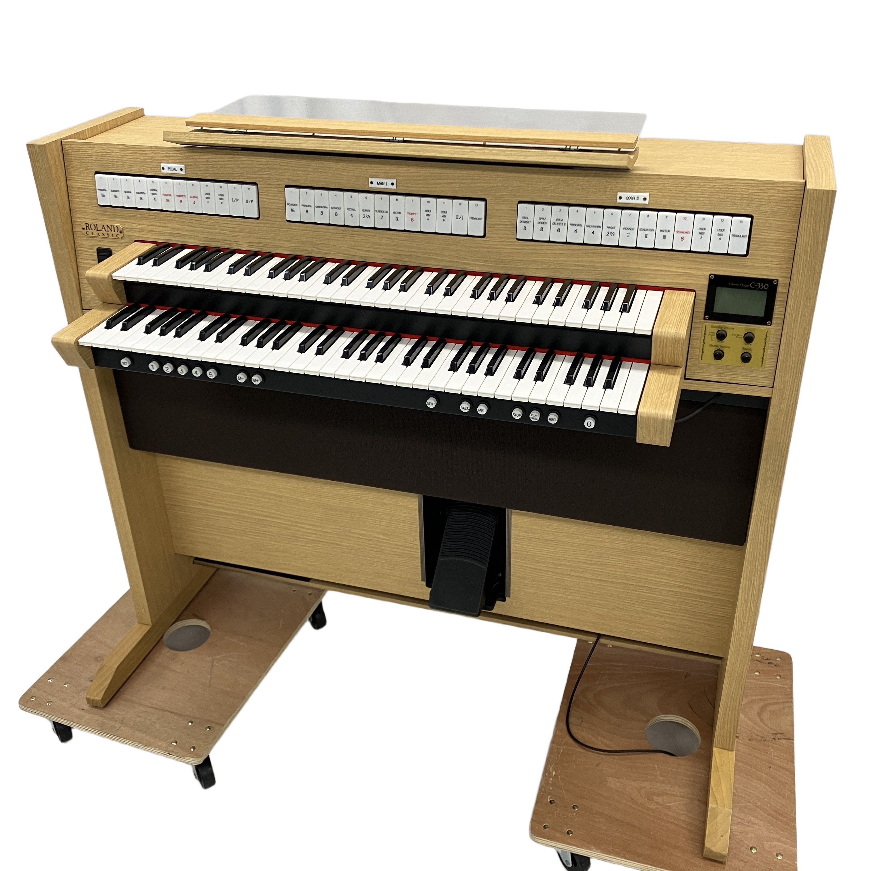 Roland C-330 クラシックオルガン 電子オルガン 2段鍵盤 足鍵盤 椅子付 鍵盤楽器 ローランド 中古