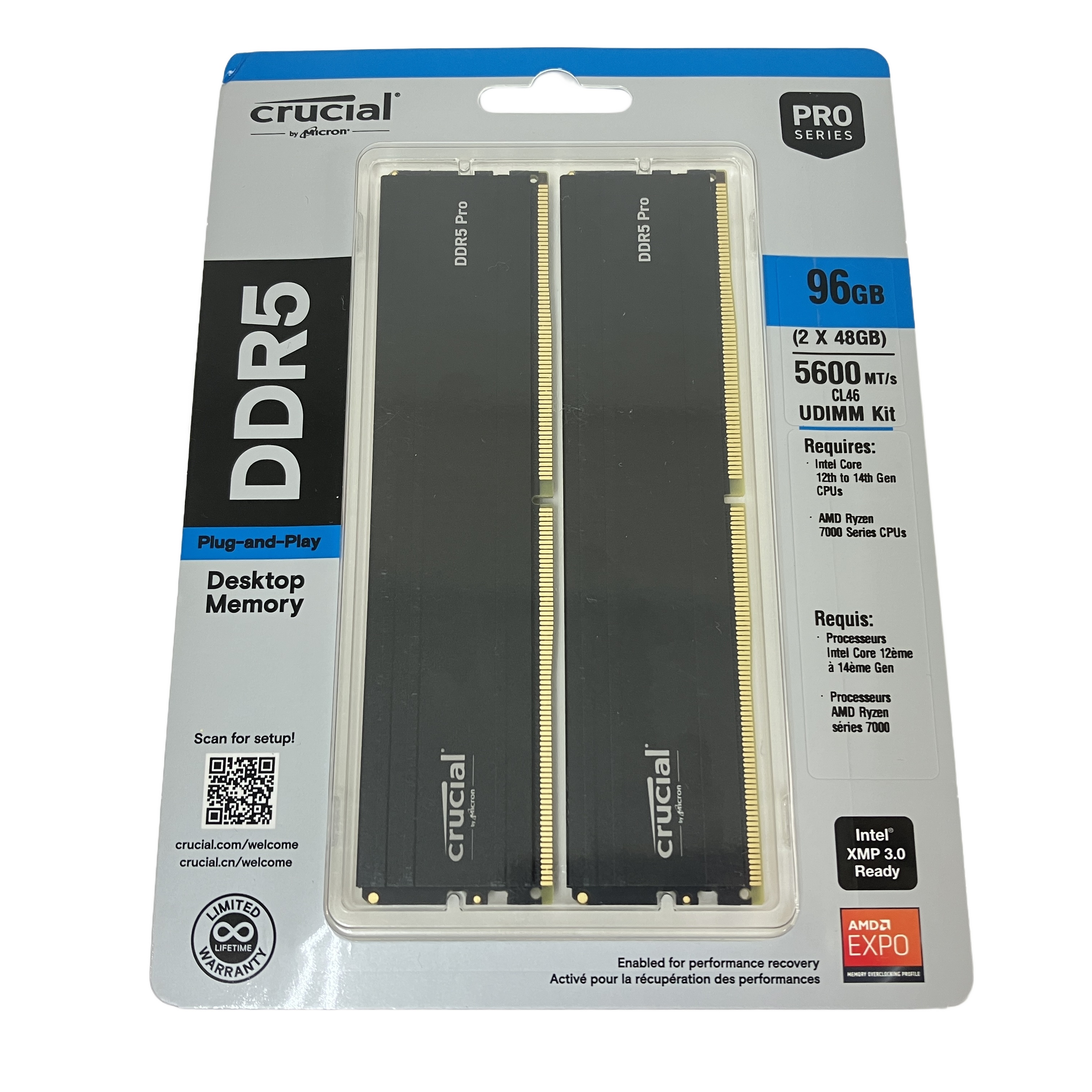 CRUCIAL Pro DDR5 5600MT/s 96GB メモリ