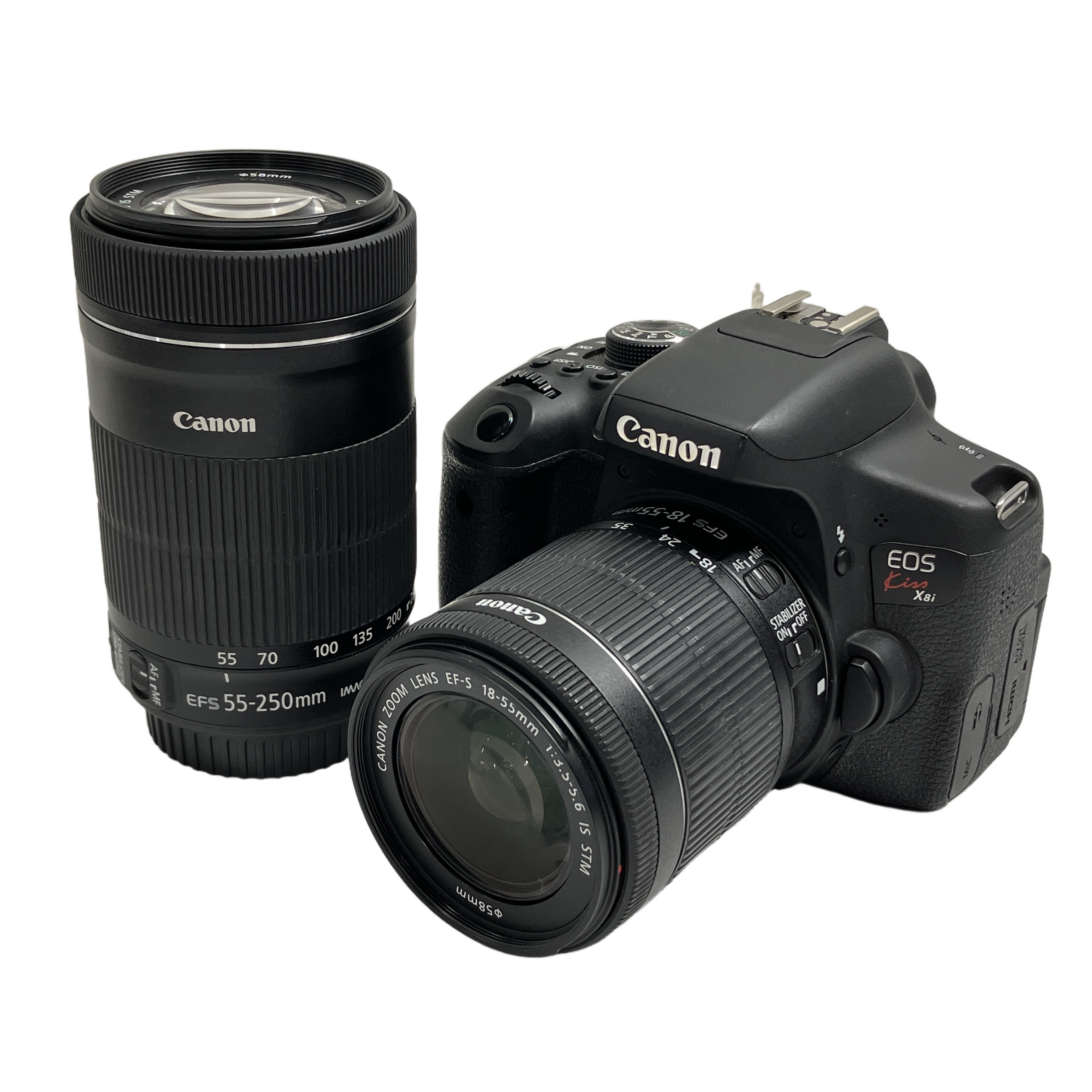 Canon DS126571 EOS Kiss x8i EF-S 18-55mm 55-250mm カメラ レンズ ダブルレンズキット キャノン 中古