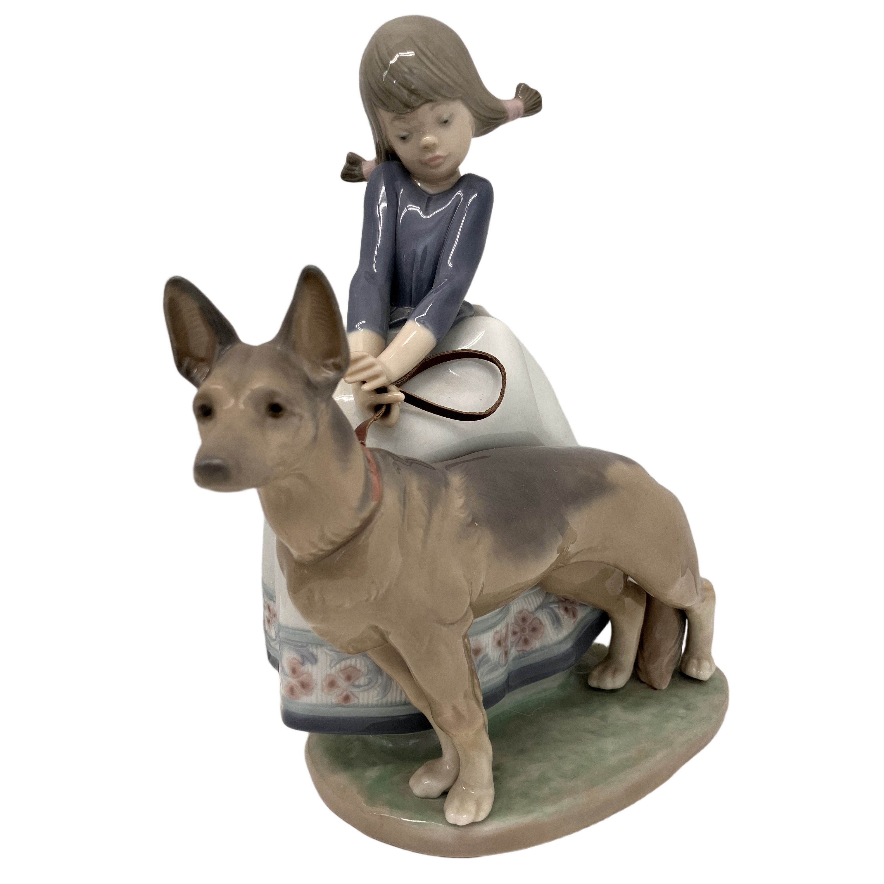 LLADRO 1533 少女と犬「そんなに急がないで」 置物