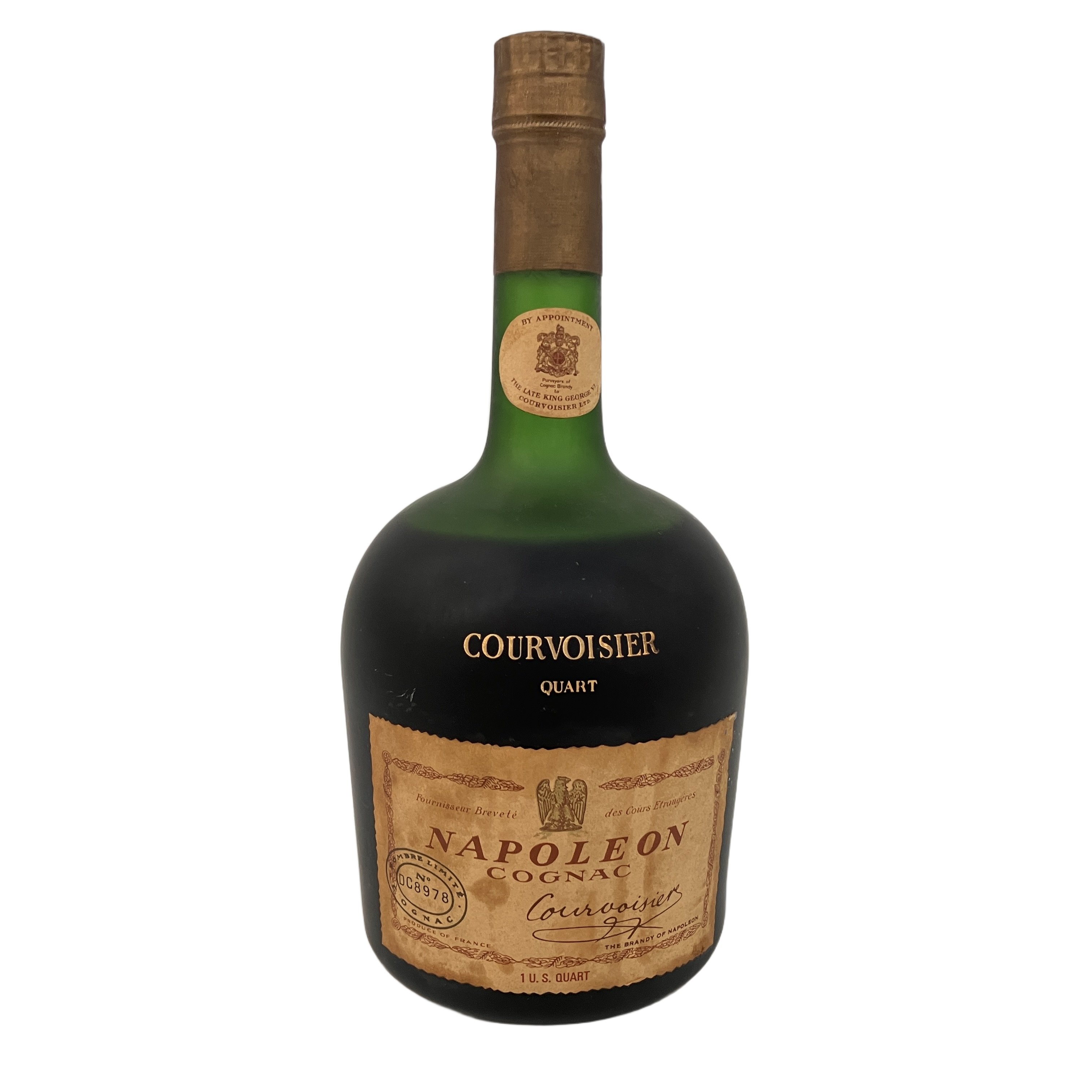 未開栓 特大旧瓶 クルボアジェ ナポレオン コニャック ブランデー 1 U.S. QUART 約946ml COURVOISIER ジョージ6世表記 古酒