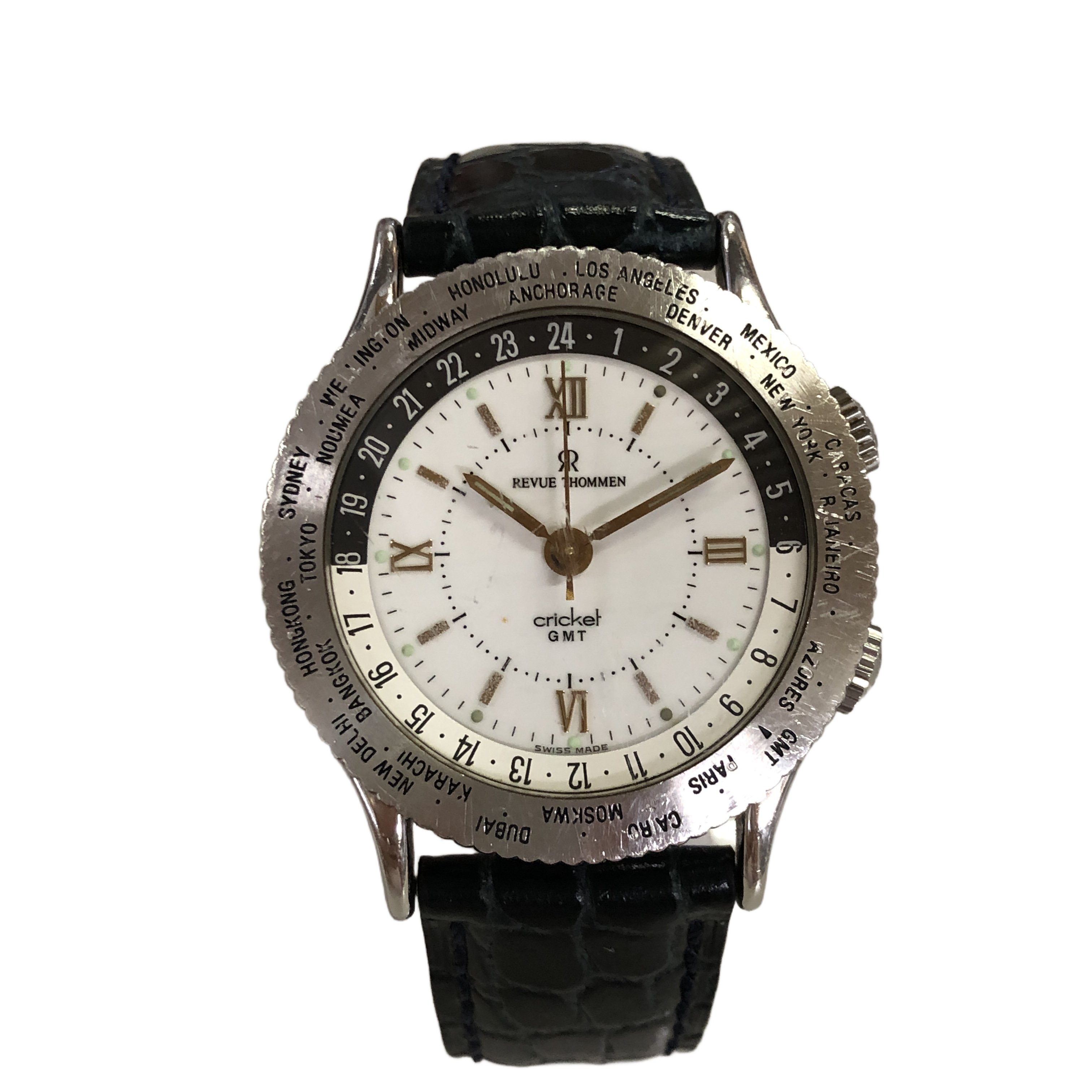 見込み110%掛率 REVUE THOMMEN cricket クリケット GMT 7910003 限定1400本 手巻き メンズ 腕時計 中古