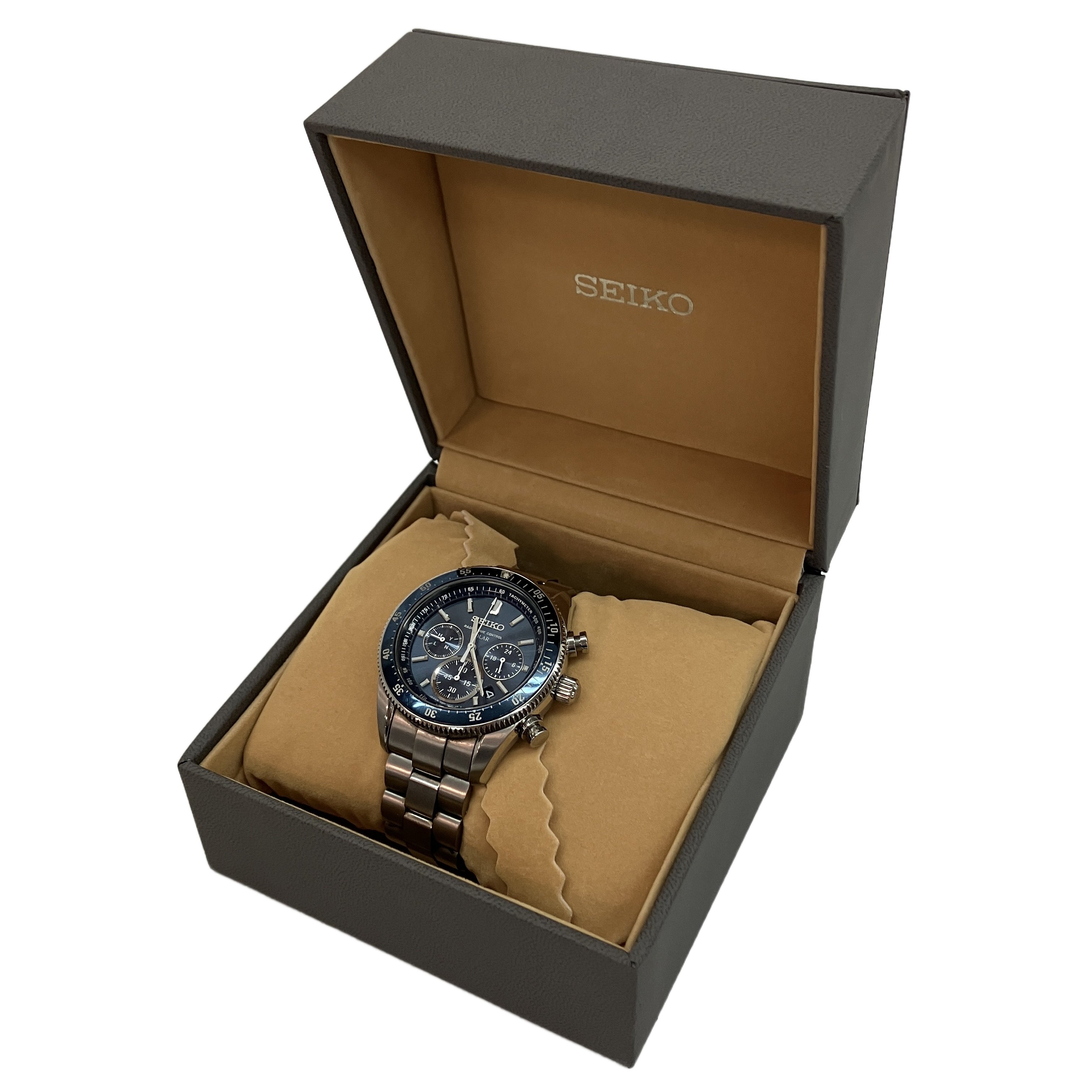 SEIKO 8B82-0AM0 プロスペックス ソーラー電波クロノグラフ時計 ブルー メンズ 中古