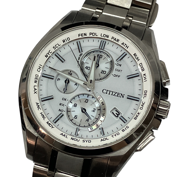 CITIZIN アテッサ AT8040-57A シルバー アテッサ エコ・ドライブ電波時計 腕時計 中古