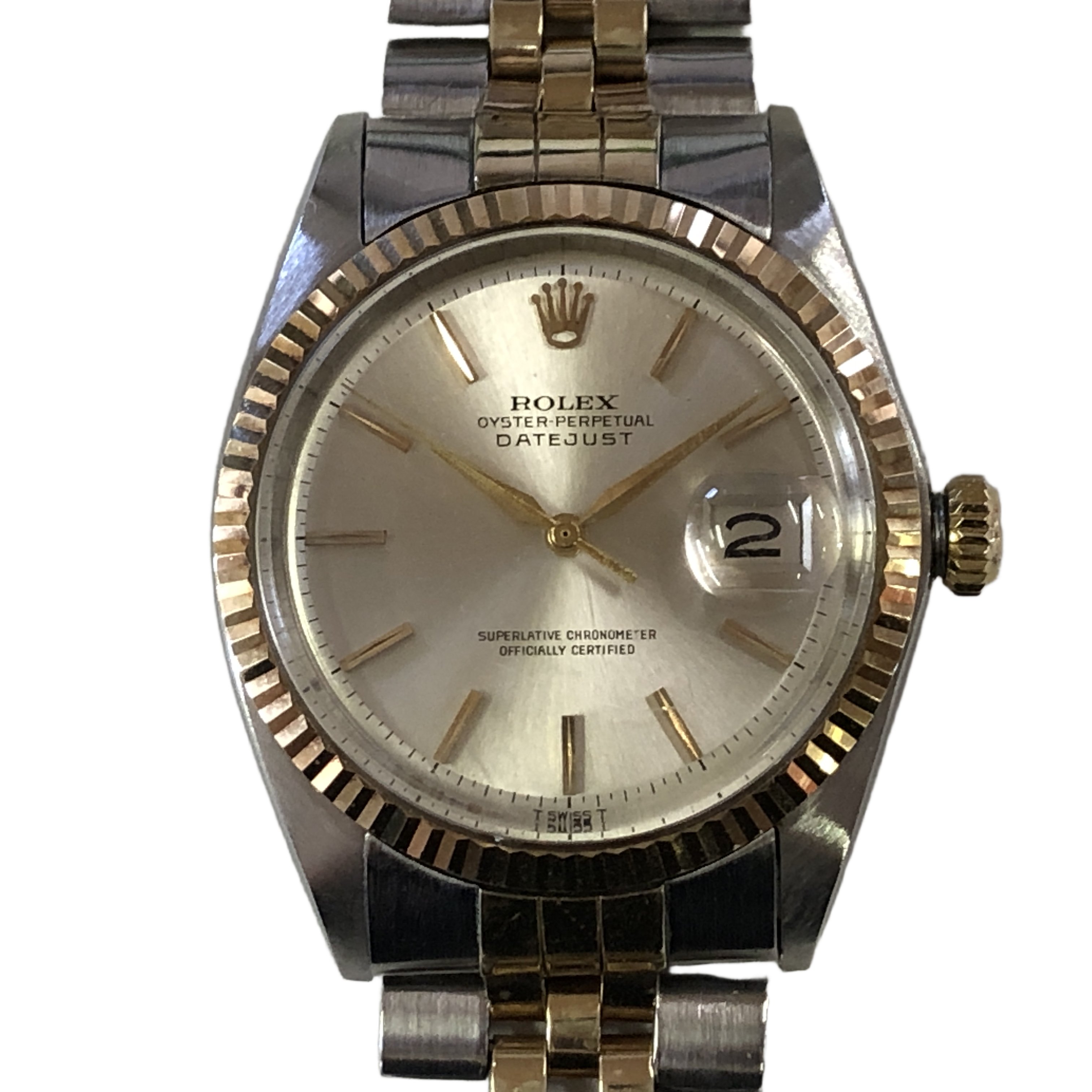 見込み110%掛率ROLEX デイトジャスト 1601 シリアル1232112 1964-5年製 本体のみ 純正ベルトパーツ付き 6時方向ベルトとバックルの留め具の棒が欠品 中古 訳あり