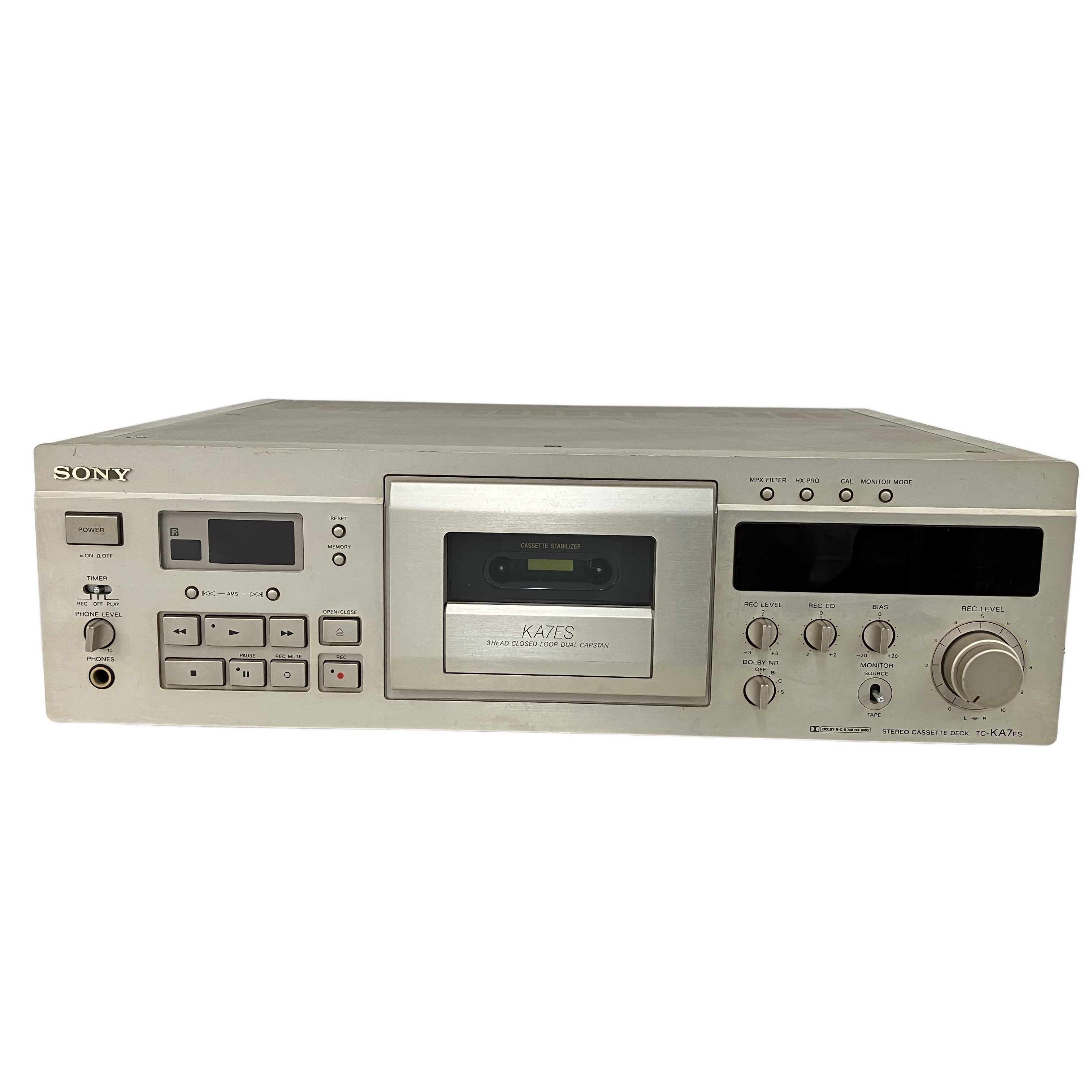 SONY TC-KA7ES 3ヘッド ステレオカセットデッキ(現状品):最高峰の技術を凝縮したESシリーズ究極の結晶。通電・液晶点灯・トレイ開閉確認済みの至高のレストアベース・コレクション。