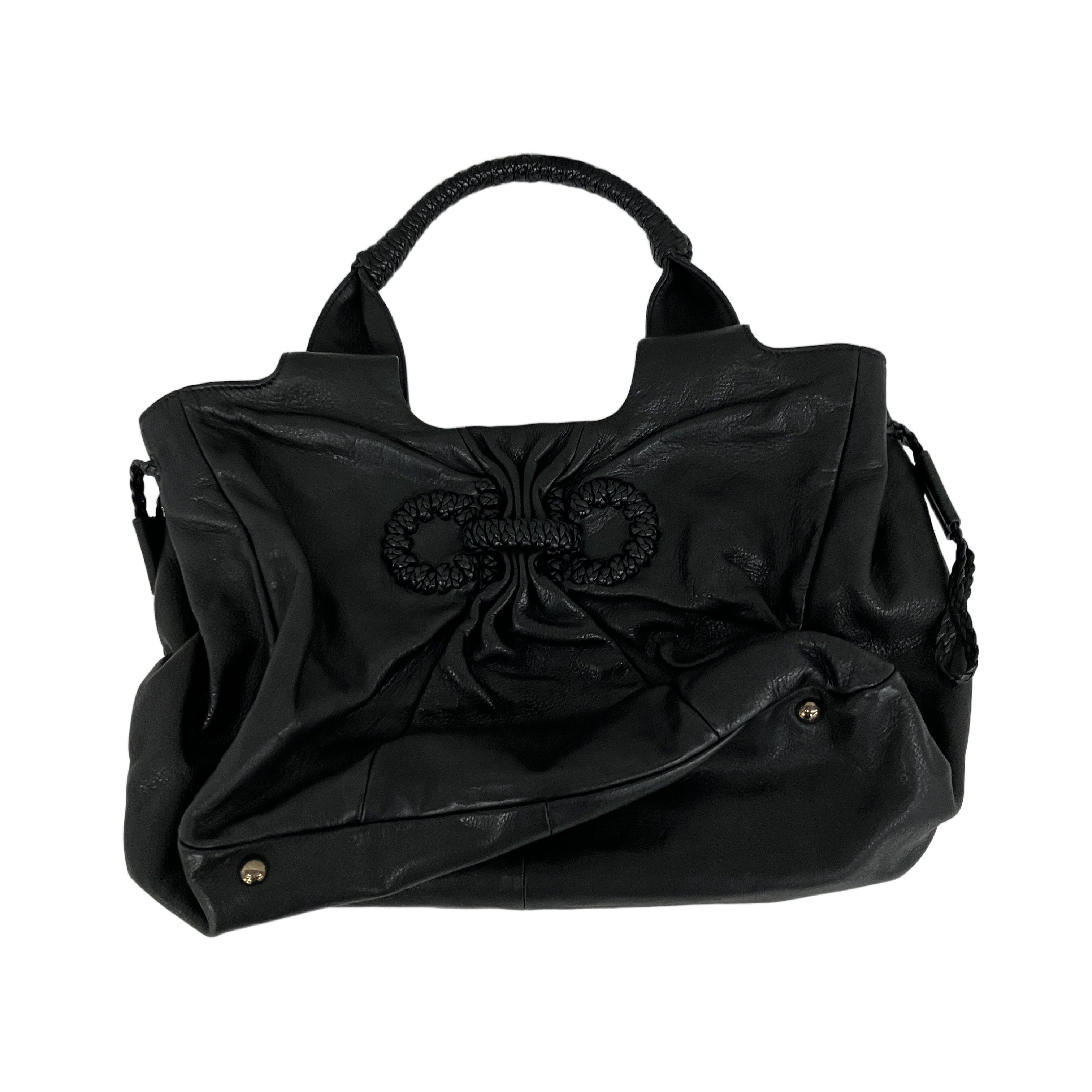 Salvatore Ferragamo フェラガモ ハンドバッグ ブラック 編み込み レザー 中古