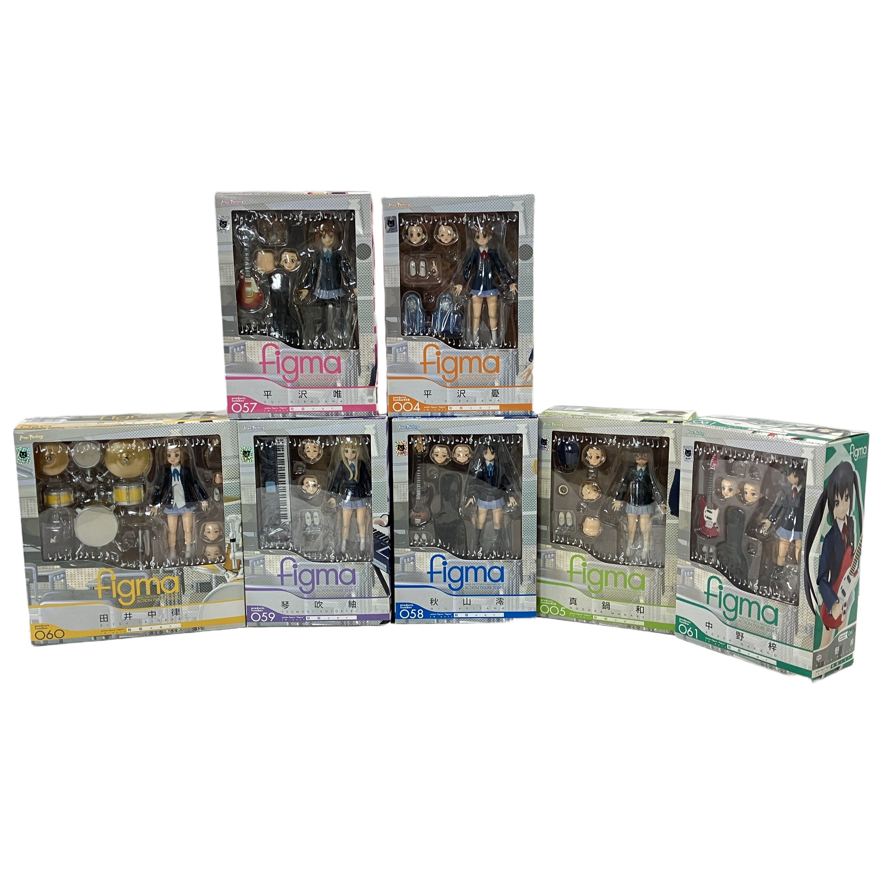 マックスファクトリー figma 004 005 057 058 059 060 061 けいおん! 平沢唯 秋山澪 中野梓 他 7点おまとめ フィギュア 一部開封品