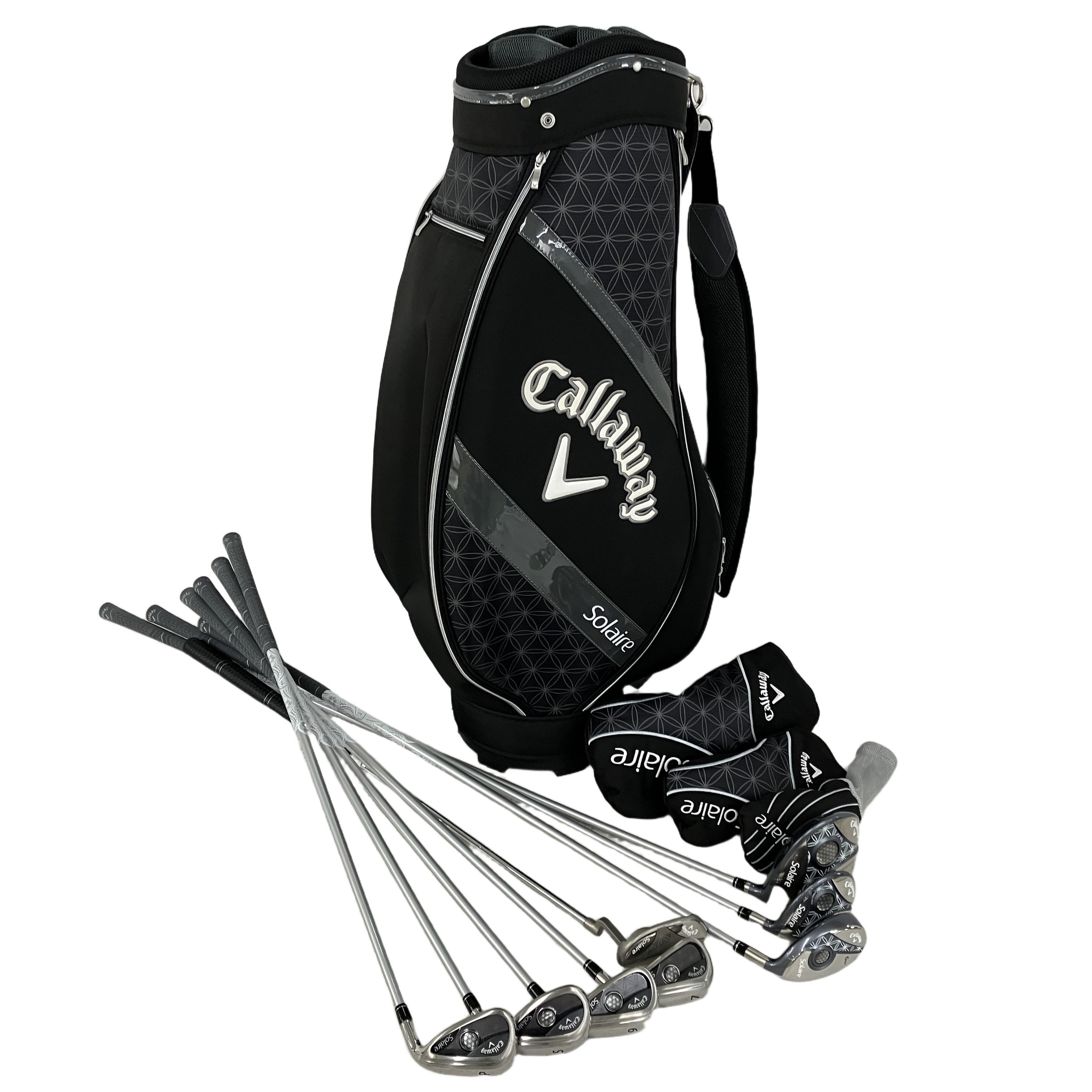 Callaway Solaire ゴルフクラブ ドライバー ウッド ユーティリティ アイアン パター 8本セット キャディバック付き 中古