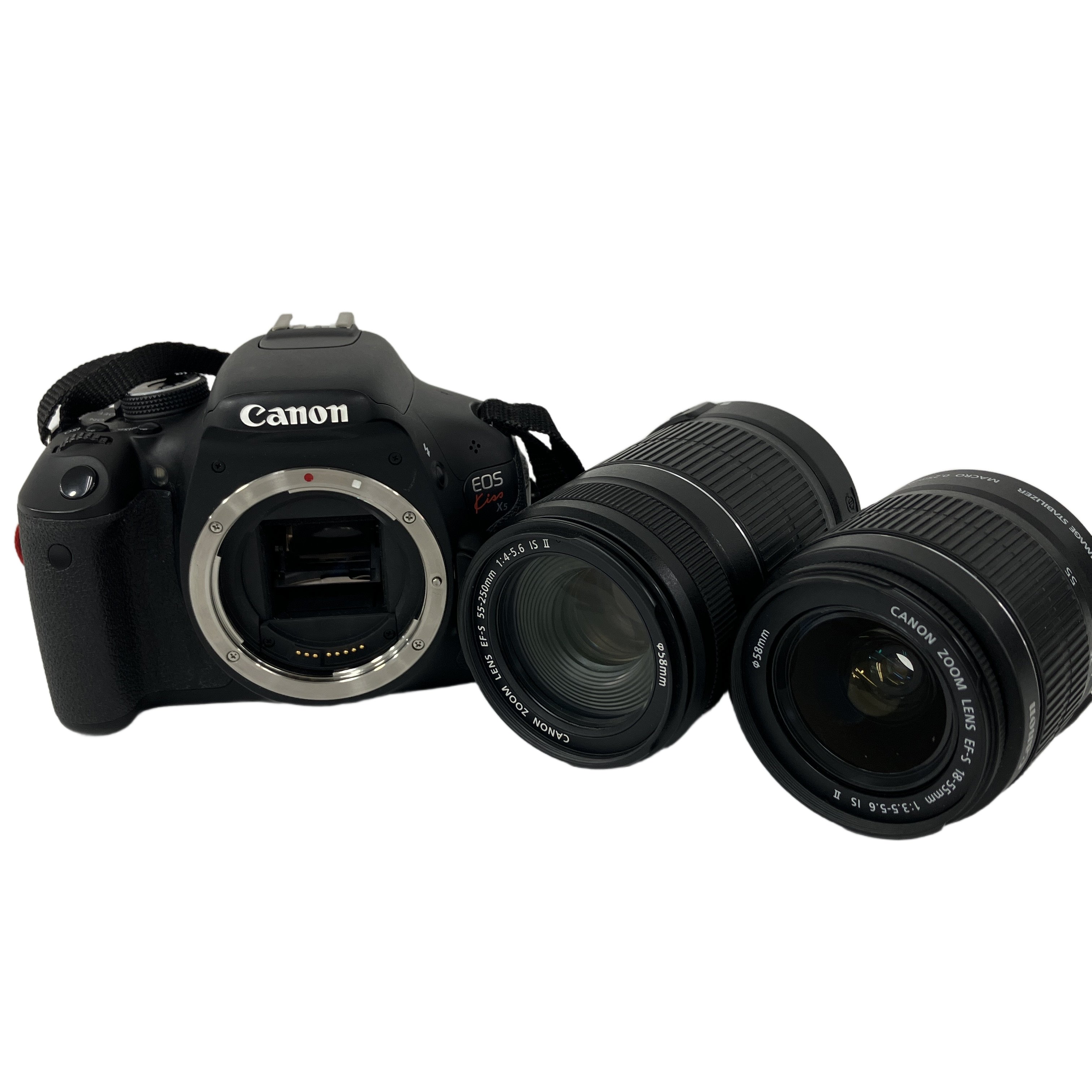 Canon EOS Kiss X5 ダブルズームキット EF-S 18-55mm 55-250mm デジタル一眼レフ カメラ 中古