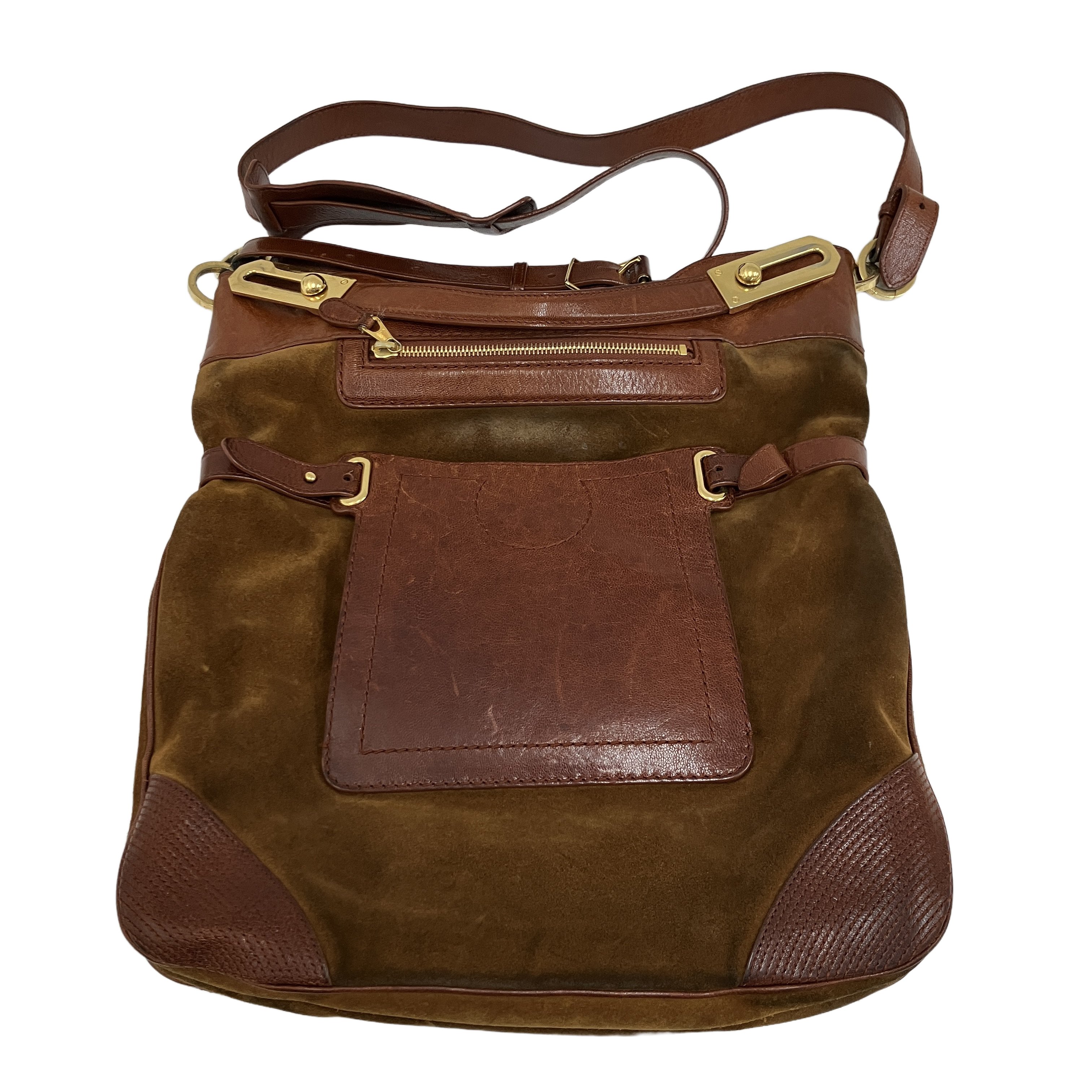 BALENCIAGA Scene シーン スエードショルダーバッグ ブラウン 茶 バレンシアガ レディース ブランドバッグ 中古