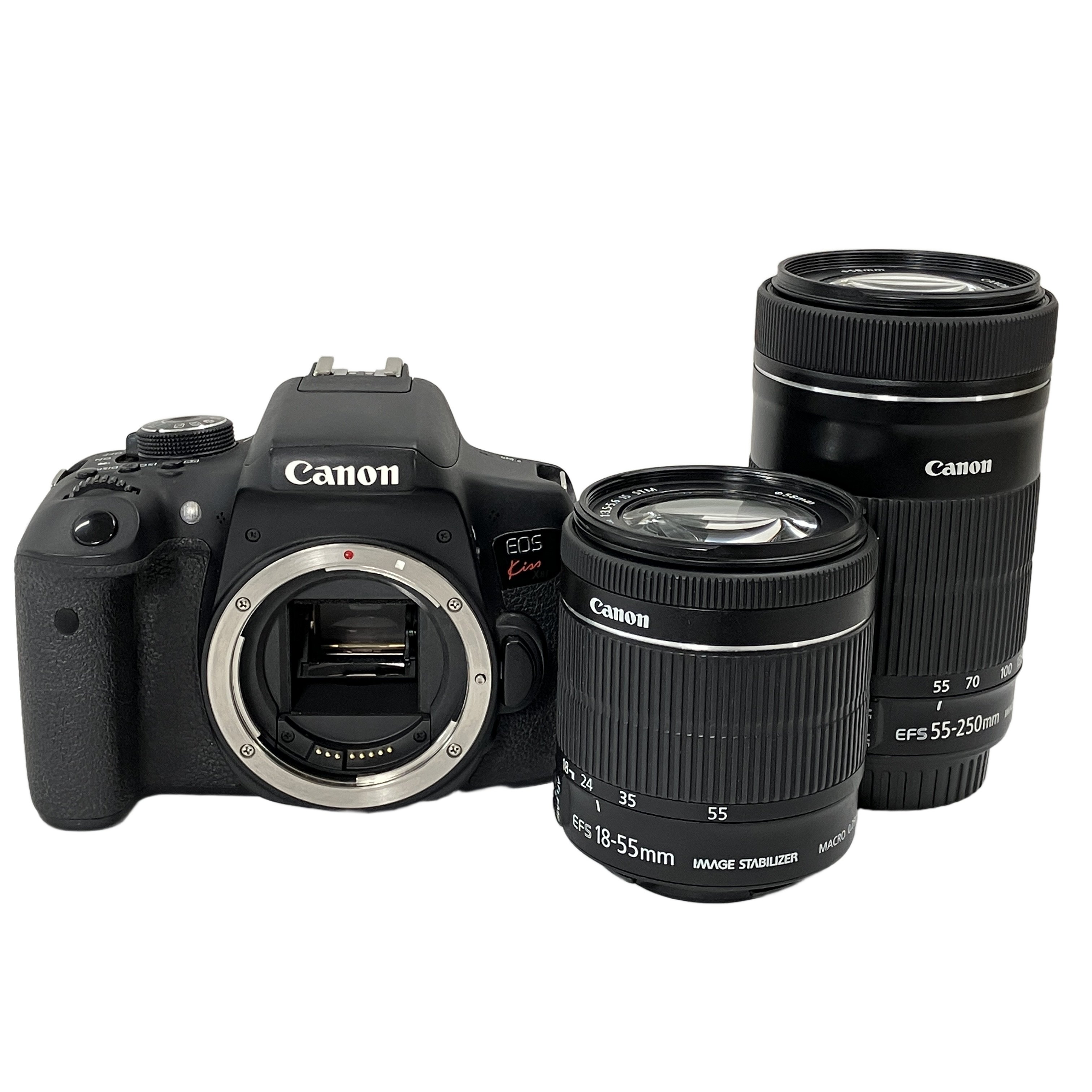 Canon EOS Kiss X8i キャノン 一眼レフ デジタルカメラ Wi-Fi EF-S 55-250mm EF-S 18-55mm ダブルズームキット 動作品 中古