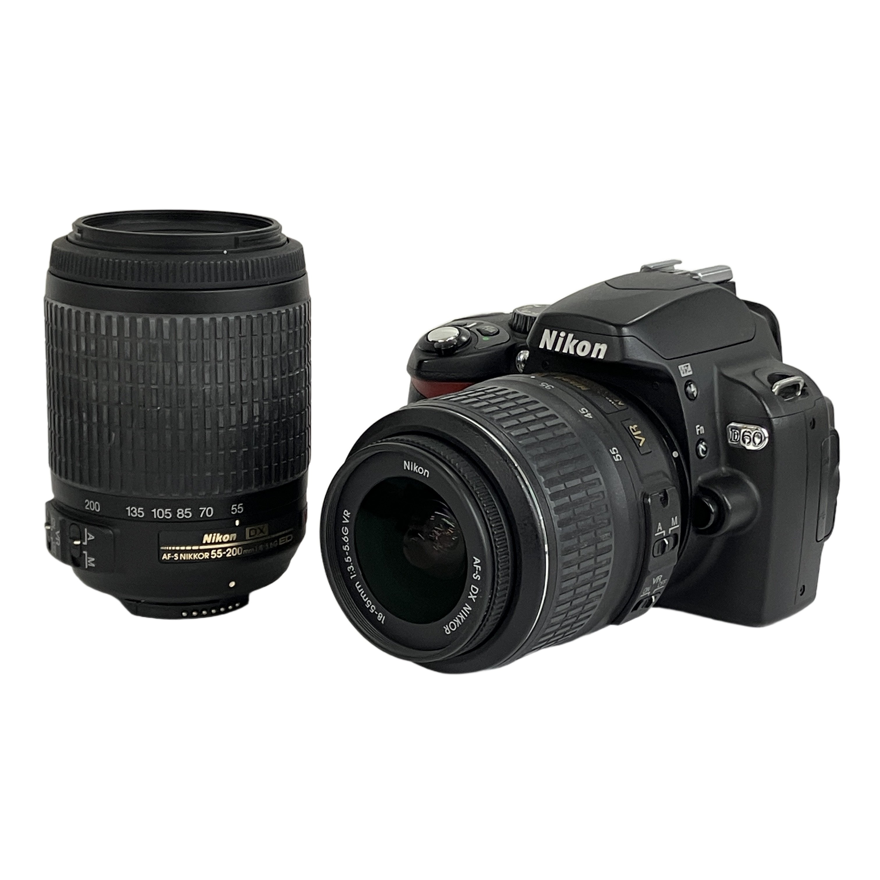 Nikon D60 55-200mm F4-5.6 18-55mm F3.5-5.6G ダブル レンズセット カメラ 中古