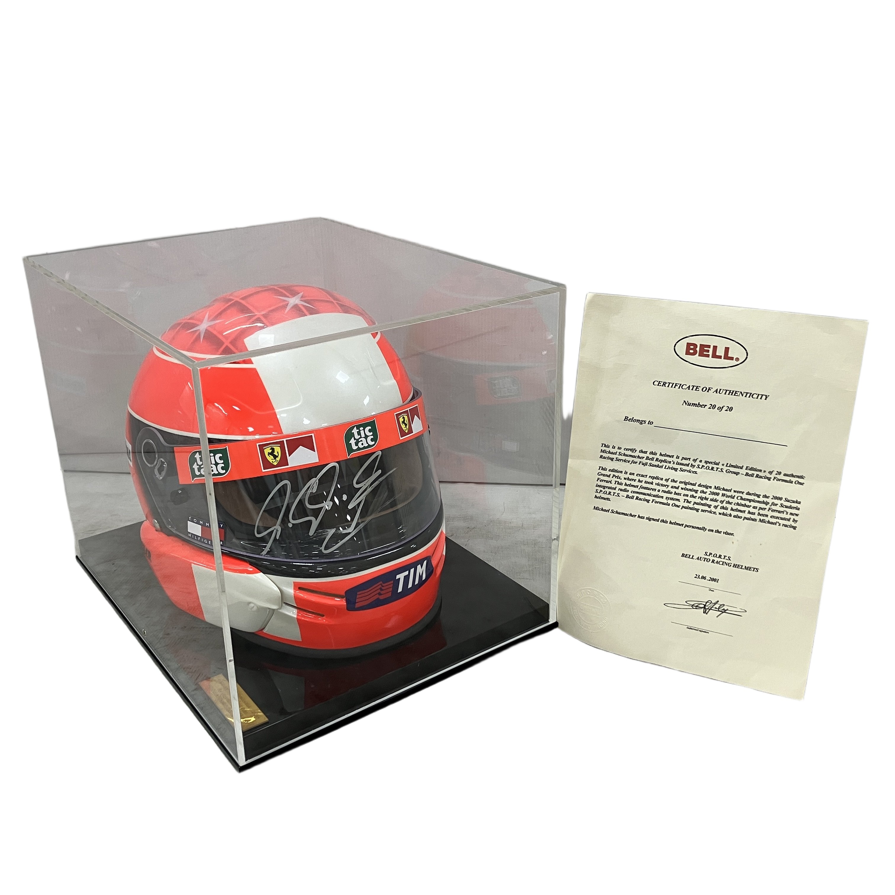 希少 BELL社 ミハエル シューマッハ 1/1 レプリカ ヘルメット 2000年 鈴鹿 F1 日本グランプリ 20/20 20個限定 証明書あり