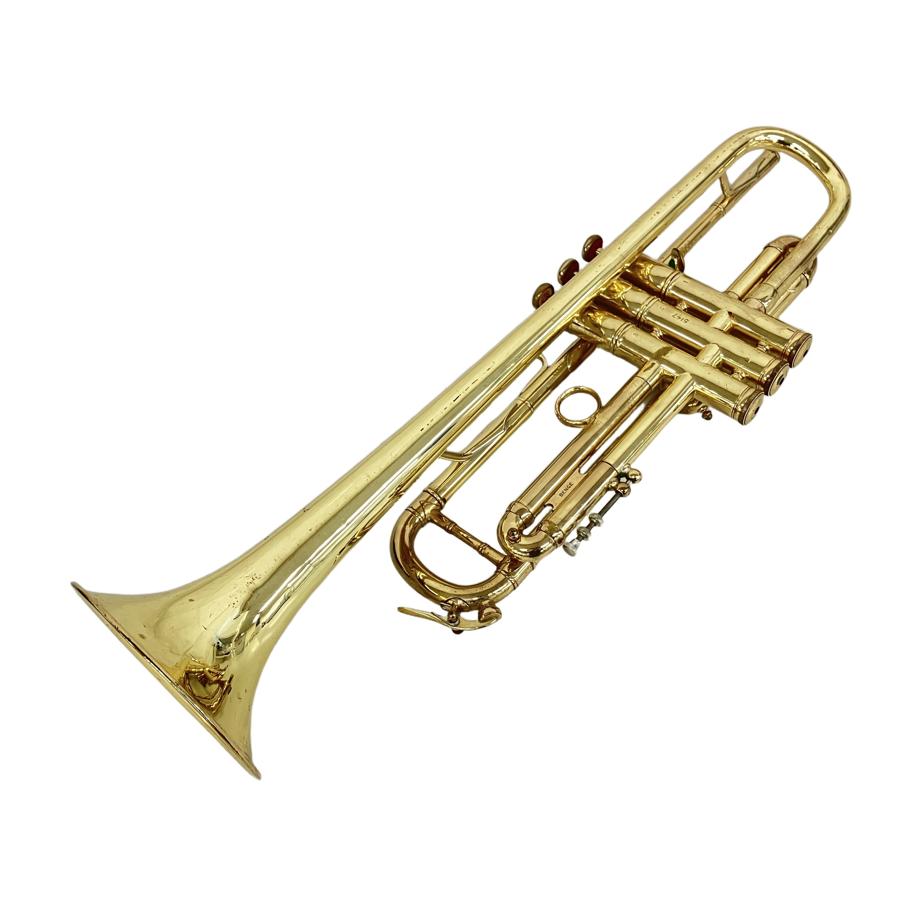 E-BENGE Resno-Tempered Bell 1122W BURBANK BLVD トランペット(シリアル:5147 / カリフォルニア・バーバンク製 / ヴィンテージ・管楽器 / ジャンク品):スタジオワーク黄金期を支えた伝説の「バーバンク・ベンジ」。職人エルデン・ベンジの遺伝子が宿る、歴史的価値の高いヴィンテージ・トランペット。