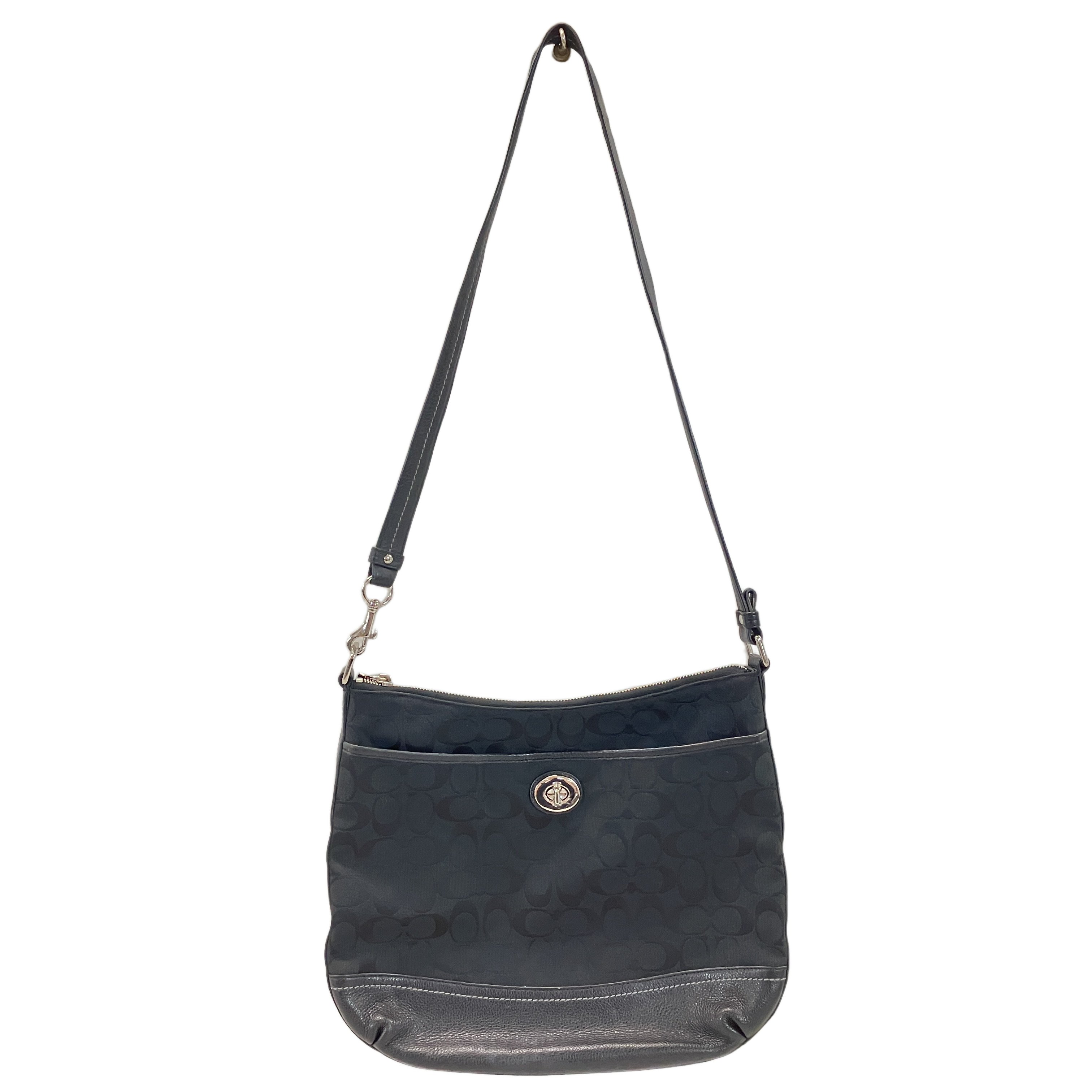 COACH F24032 シグネチャー 2WAY ショルダーバッグ ブラック 肩掛け ななめ掛け コーチ 中古