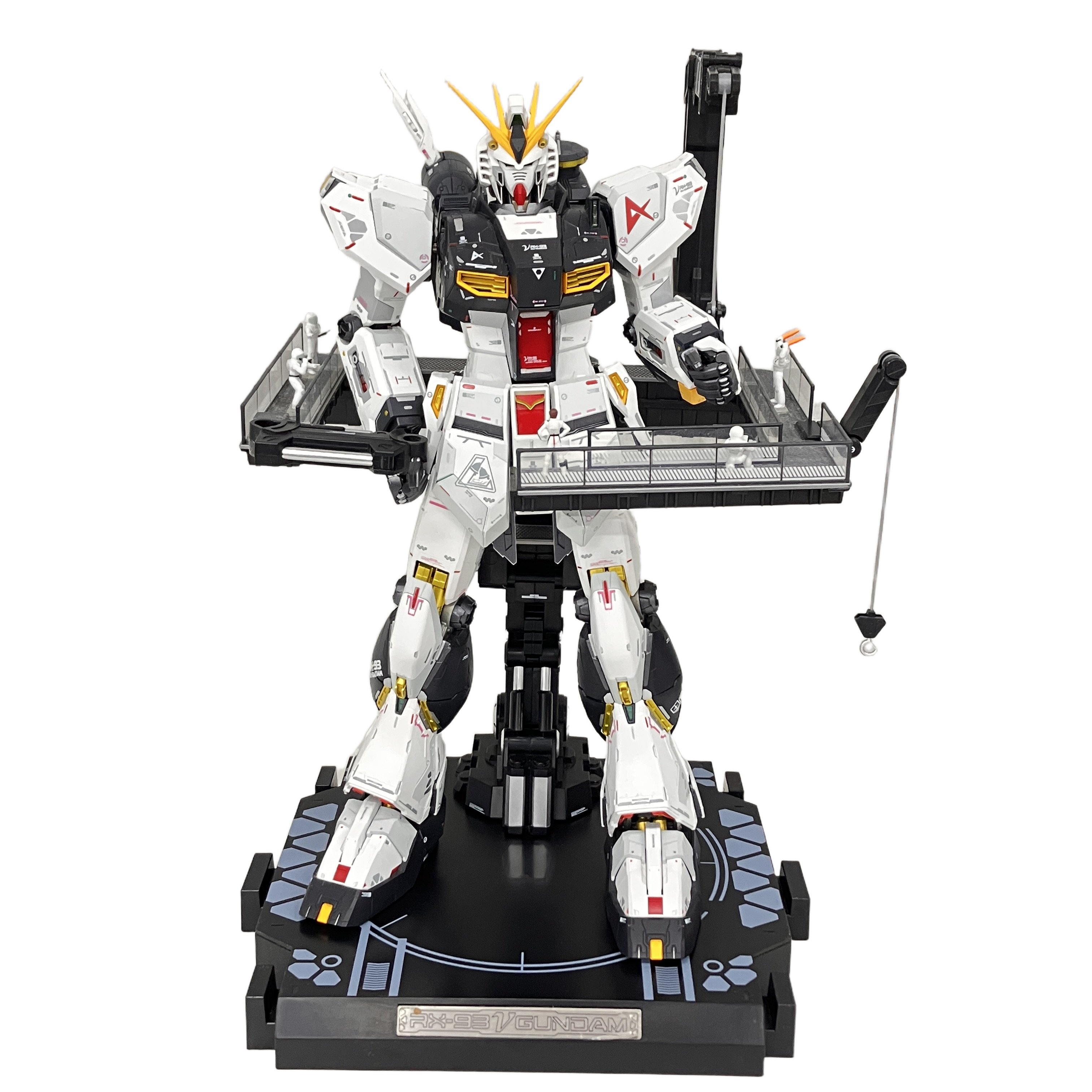 BANDAI METAL STRUCTURE 解体匠機 RX-93 νガンダム(機動戦士ガンダム 逆襲のシャア / 約1/60スケール / ダイキャスト・ABS製塗装済み完成品 / 専用台座・武装・整備クルーフィギュア・外箱付属 / 中古):途方もないパーツ数と緻密な機構が生む究極のリアリティ。バンダイ最高峰ブランドが放つ、可動フィギュアの至高にして頂点。