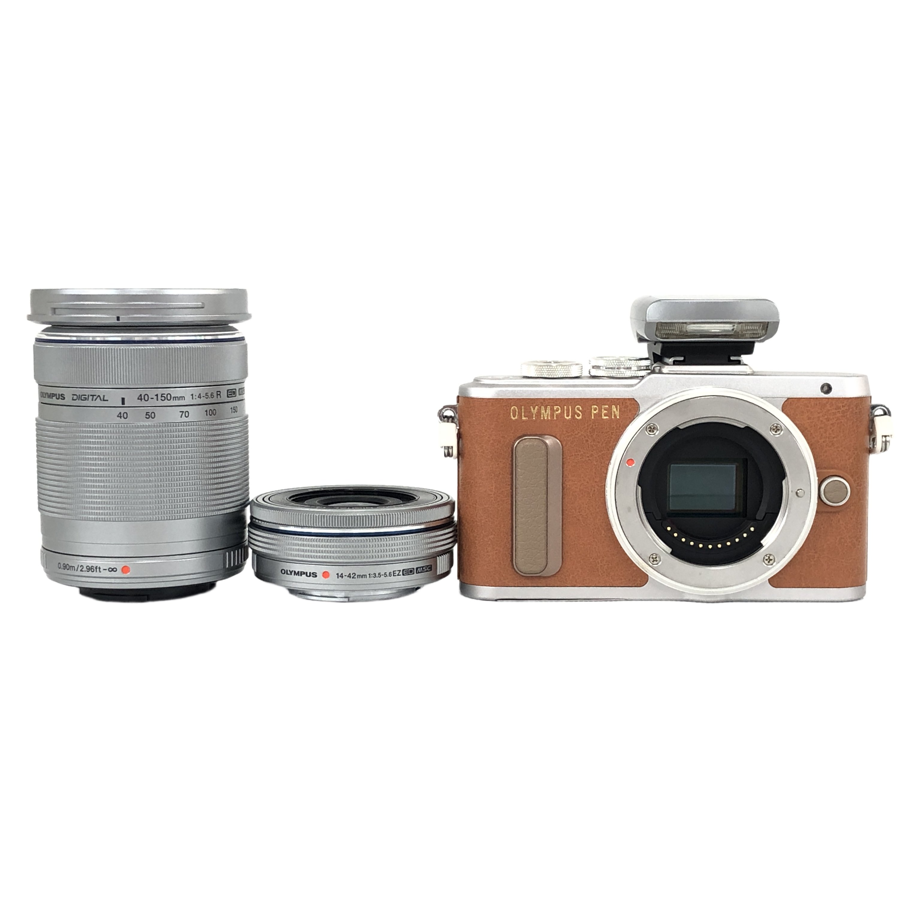 OLYMPUS PEN E-PL8 40-150mm 14-42mm ダブルズームキット ミラーレス一眼カメラ ブラウン オリンパス 中古