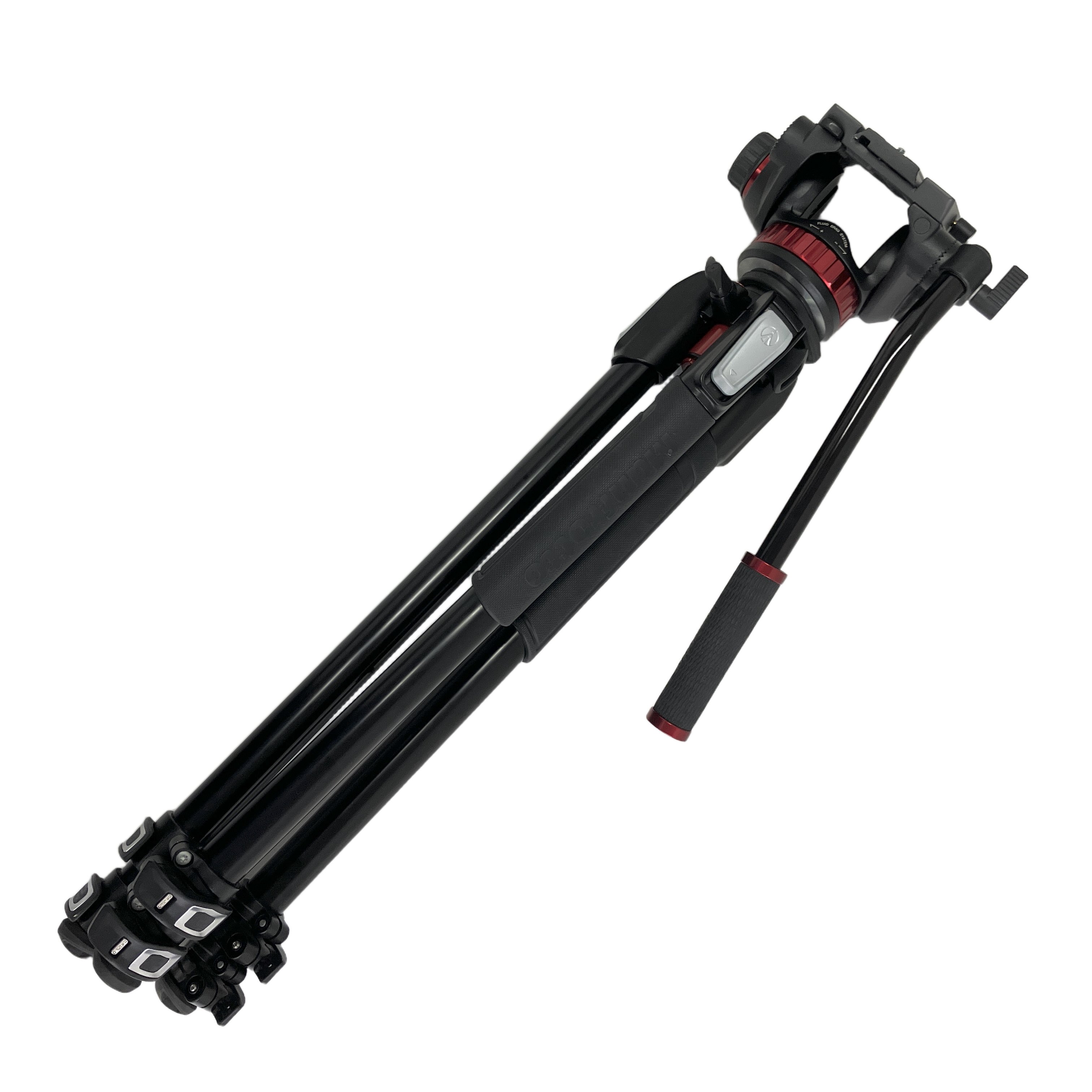 Manfrotto MT055XPRO3 MVH502AH 055プロアルミニウム三脚 3段 プロフルード 雲台 マンフロット ケース付 中古