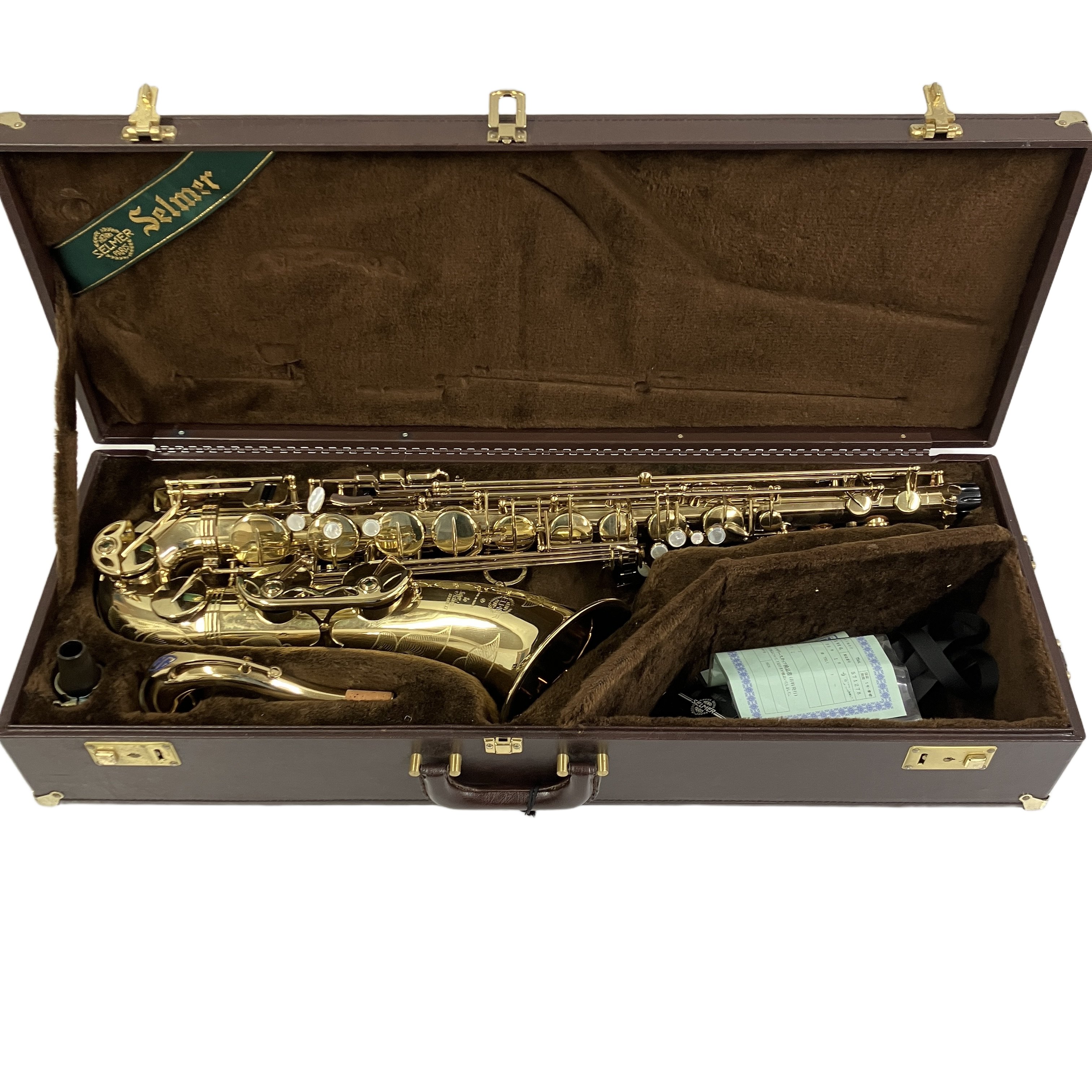 SELMER SA-80 II W/E GL テナーサックス(Henri Selmer Paris / Super Action 80 SERIE II / ゴールドラッカー仕上げ / 豪華手彫り彫刻入り / マウスピース・リガチャー・純正ハードケース付属 / 中古美品):世界中のプレイヤーを魅了するサックスの絶対王者。豊かな倍音と力強い鳴りを誇るセルマー「シリーズII」を、息をのむ美しさの極上コンディションで。