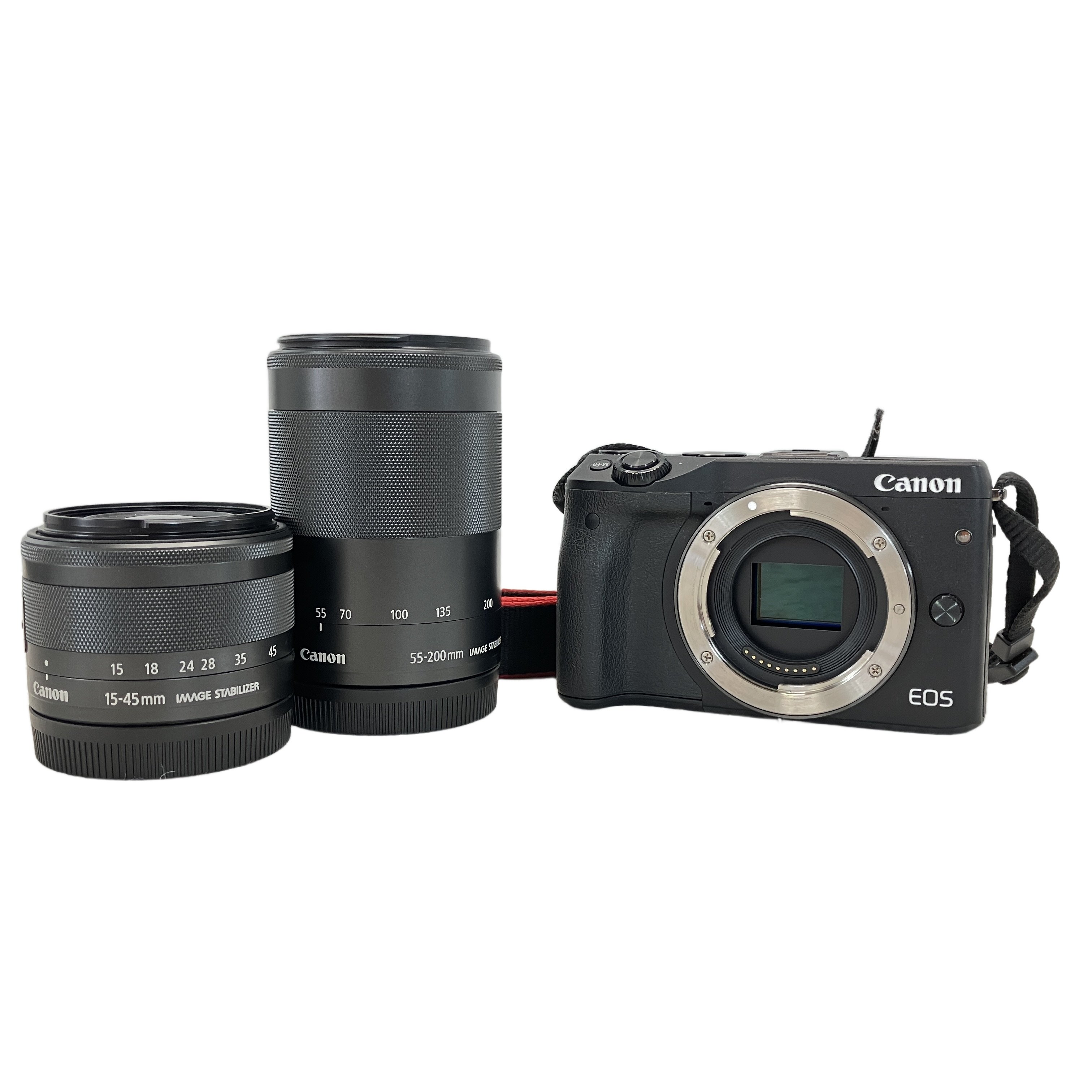★Canon PC2064 EOS M3 ミラーレス一眼 EF-M 15-45mm 55-200mm ダブルレンズキット 中古品★