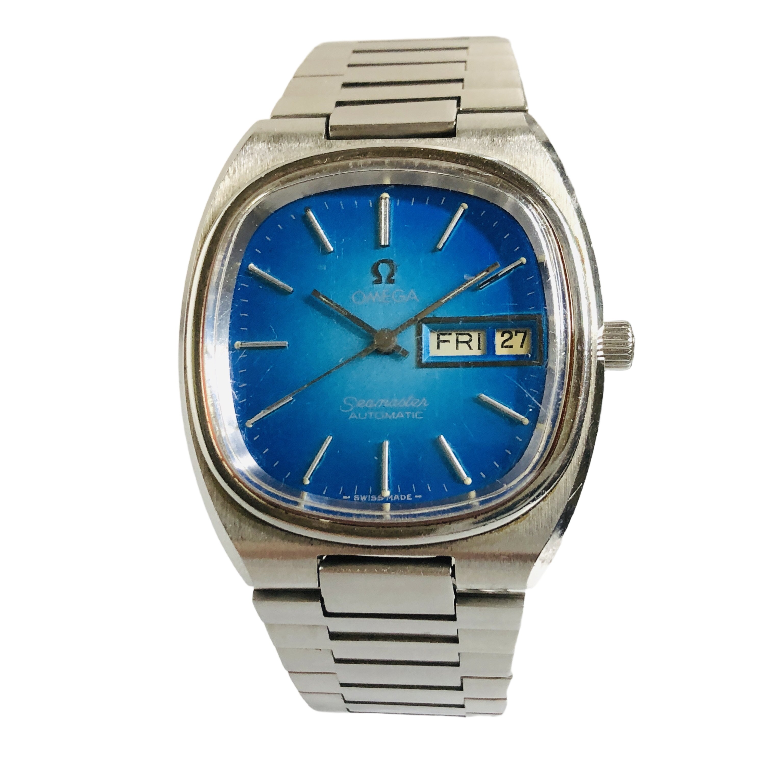 OMEGA オメガ Seamaster シーマスター 腕時計 アナログ デイデイト 青文字盤 ジャンク