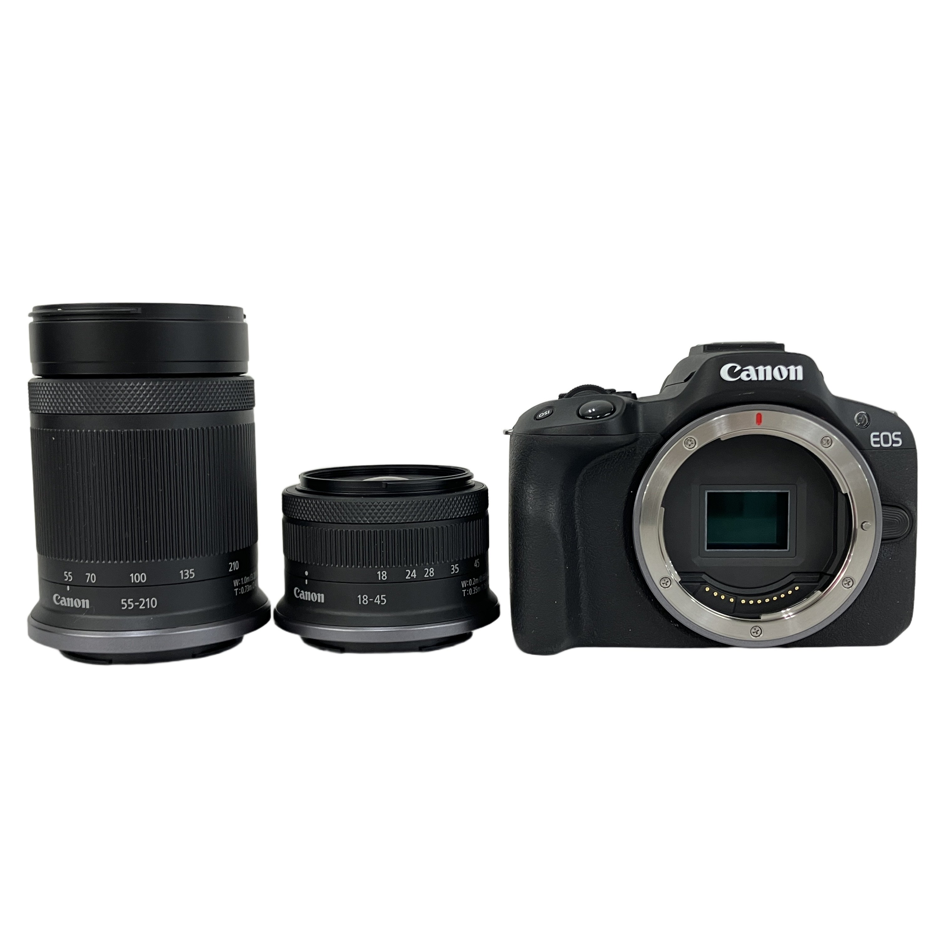 Canon EOS R50 ダブルズームキット ブラック RF-S18-45mm F4.5-6.3 IS STM RF-S55-210mm F5-7.1 IS STM カメラ 中古