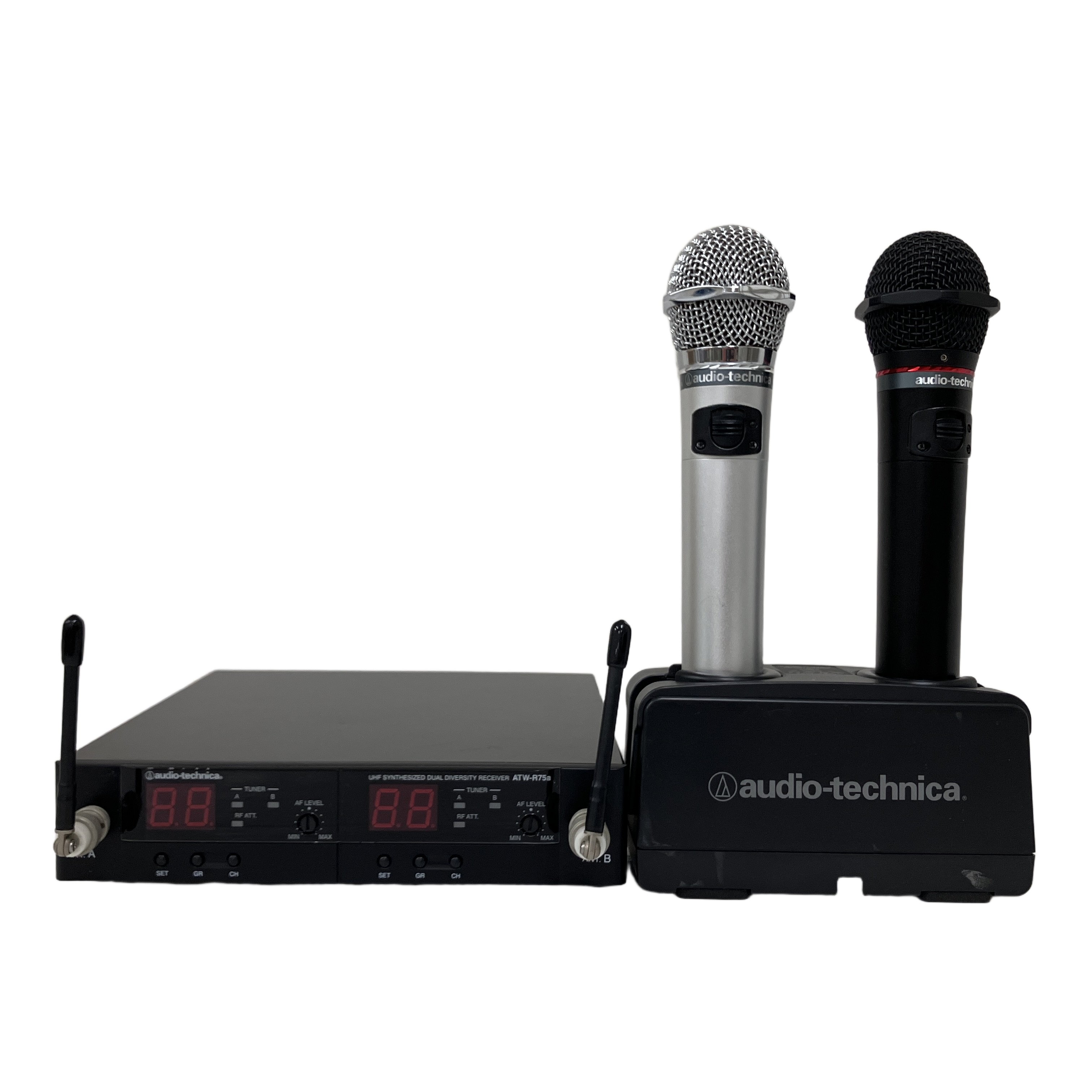 audio-technica ATW-R75a ワイヤレス レシーバー マイク2本セット 音響 機材 カラオケ 機器 オーディオテクニカ 中古