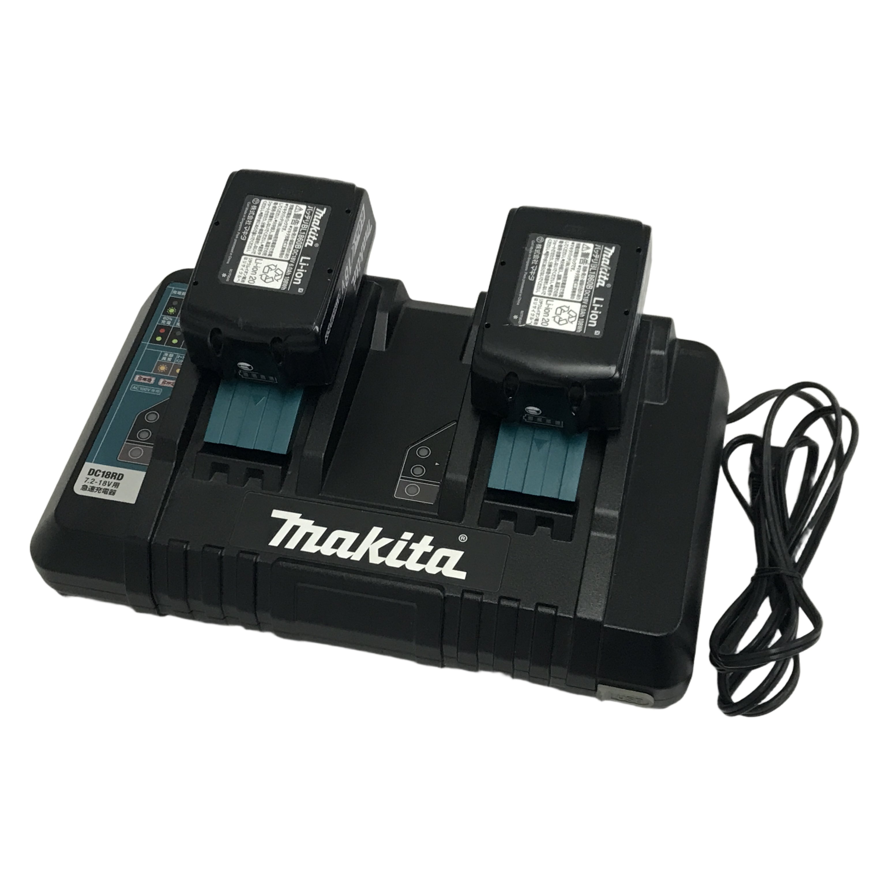 makita DC18RD BL1860B バッテリー 2本セット 18V 6.0Ah 2口急速充電器 リチウムイオンバッテリー マキタ 中古