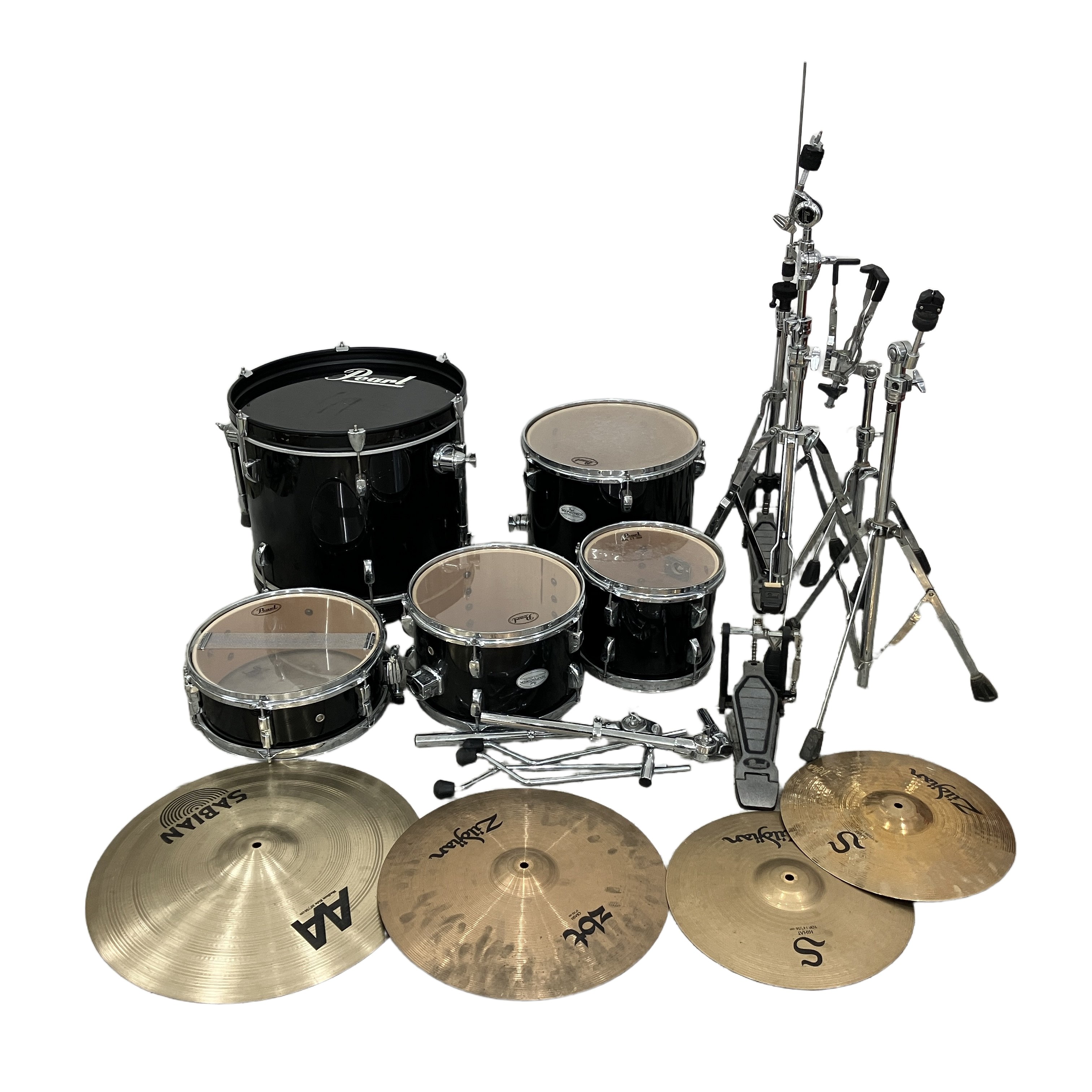 PEARL パール SOUNDCHECK SERIES ドラムセット Zildjian ハイハット CRASH SABIAN シンバル付き 中古