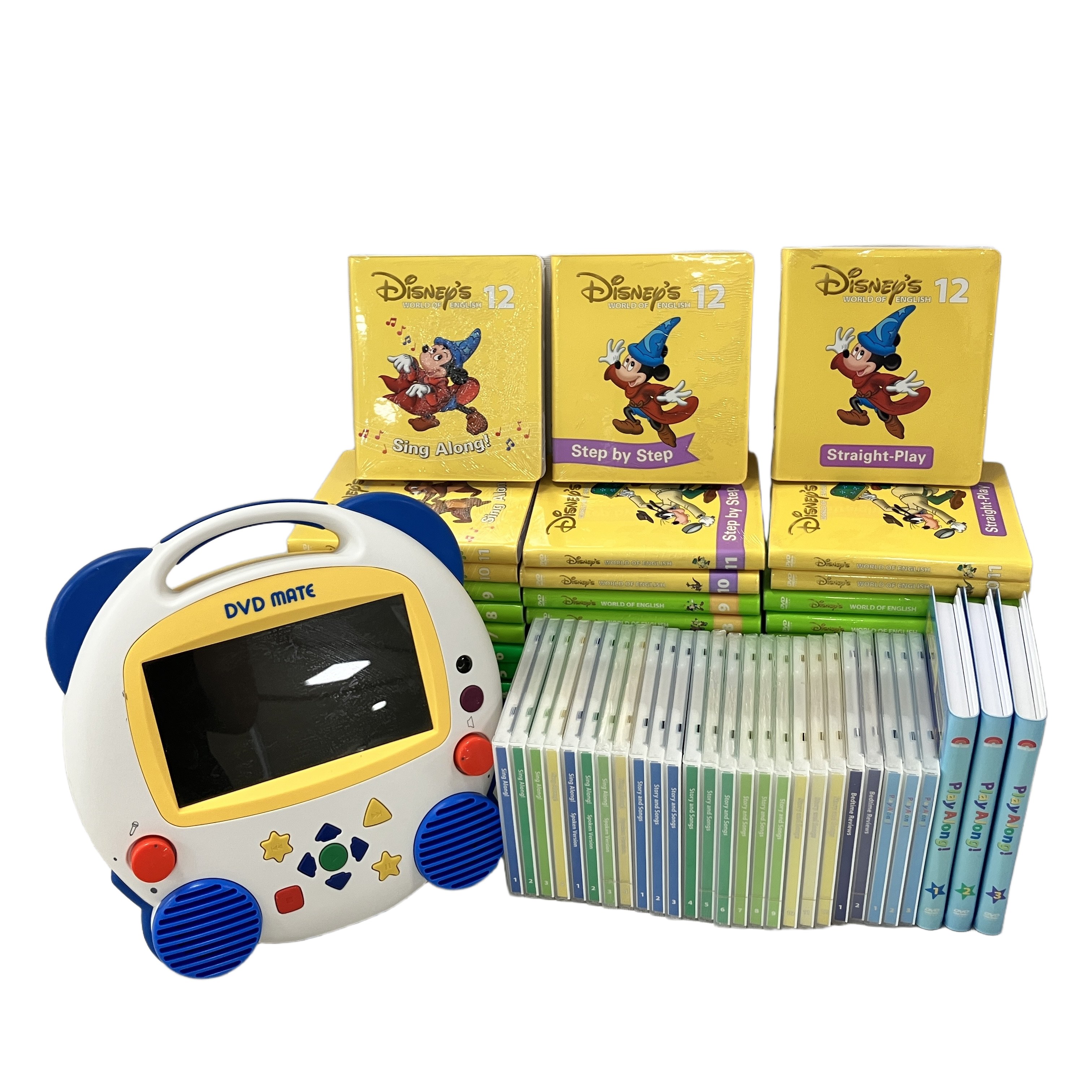 ワールドファミリー DWE ディズニーワールドオブイングリッシュ ステップバイステップ ストレートプレイ シングアロング プレイアロング DVDセット 2017年頃 こども 英語教材 中古