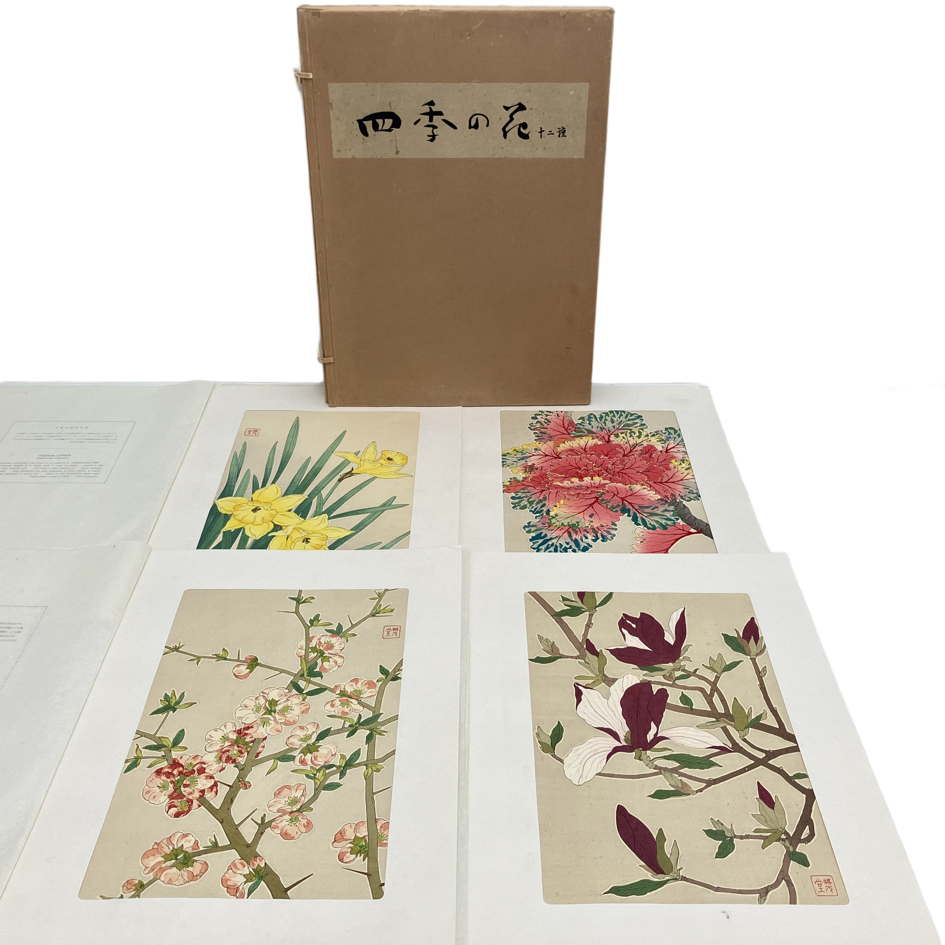 版画 四季の花 十二種 河原崎奨堂 サイズ約:縦48.5×横35cm 絵画 中古