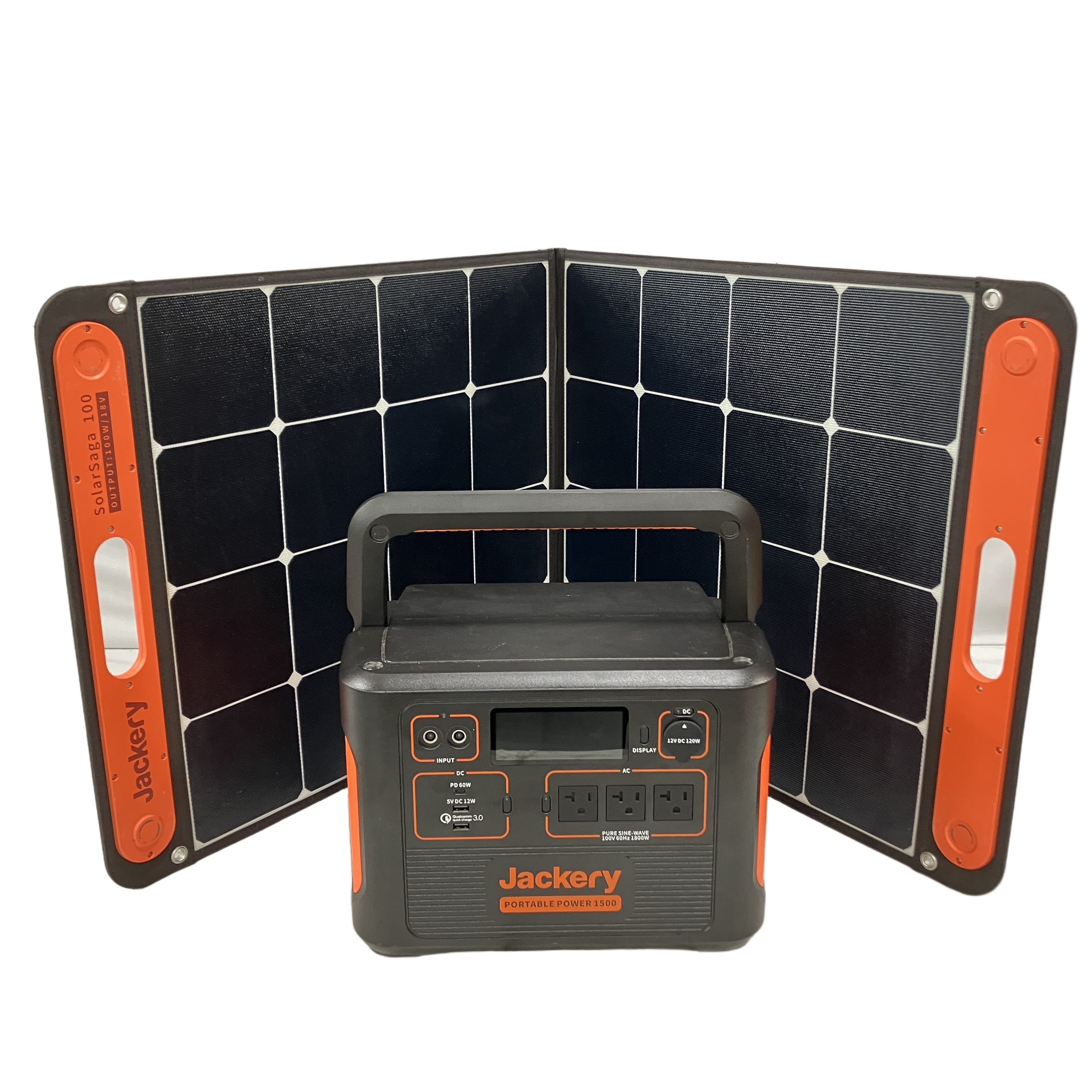 Jackery PTB152 ポータブル電源 1500 折畳式 ソーラーパネル 付き JS-100C SolarSaga 100 中古