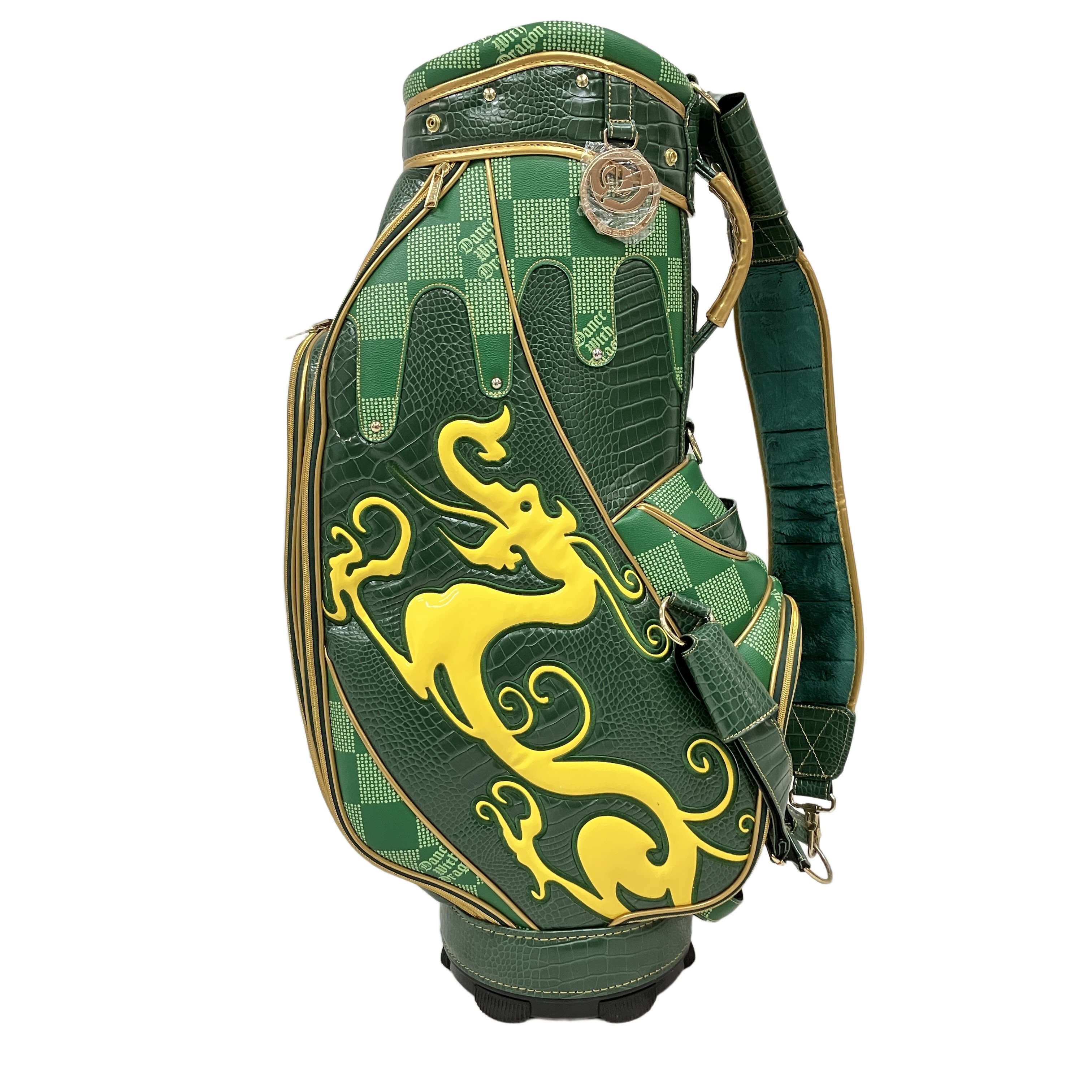 DANCE WITH DRAGON ドットチェック キャディバッグ ゴルフ 中古