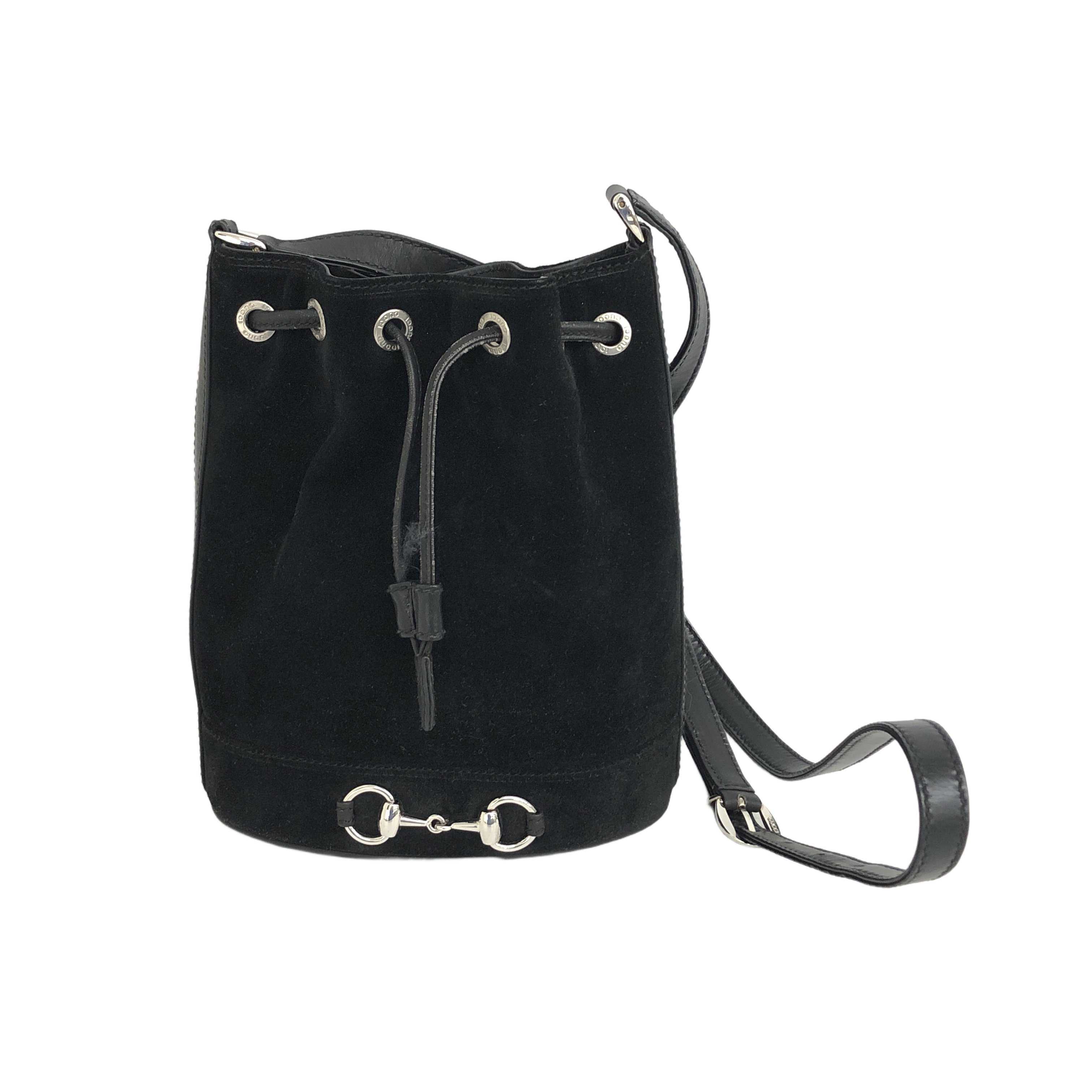 GUCCI 007・3444・0222 ホースビット レザー 巾着バッグ OLD GUCCI オールドグッチ 中古 訳有