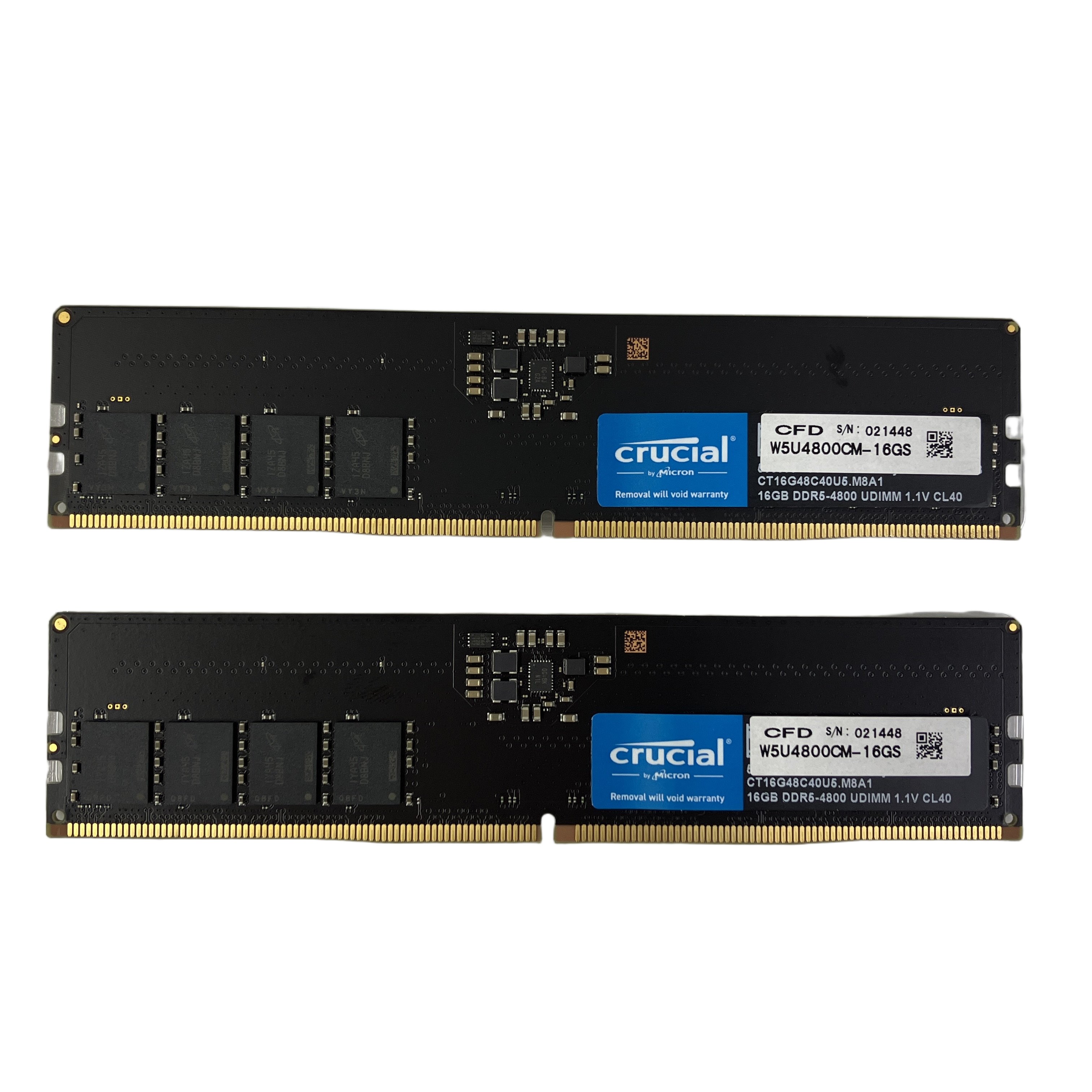 crucial CFD W5U4800CM-16GS 16GB DDR5-4800 UDIMM 1.1V CL40 メモリ 2枚 セット PC パーツ 周辺 機器 中古
