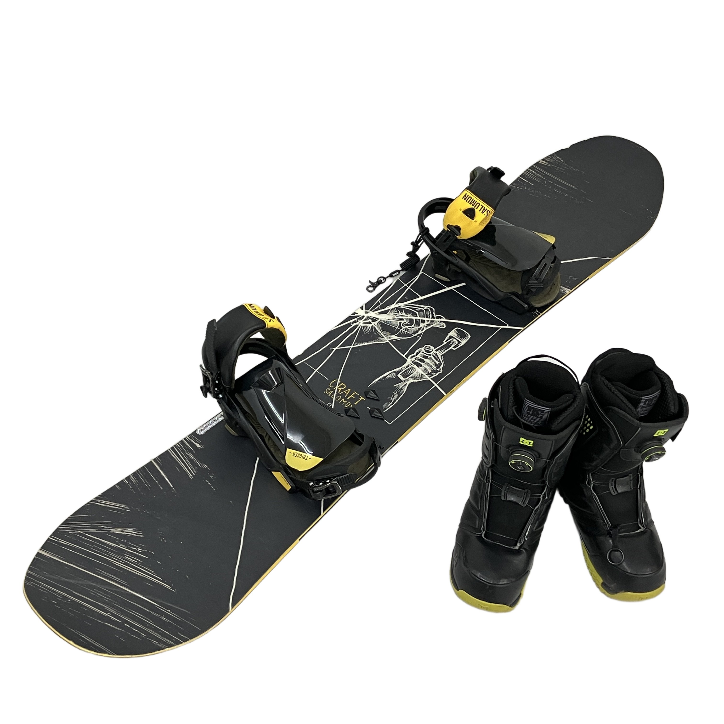 SALOMON CRAFT 154 SALOMON 70099 TRIGGERビンディング付き スノーボード ブーツセット 中古
