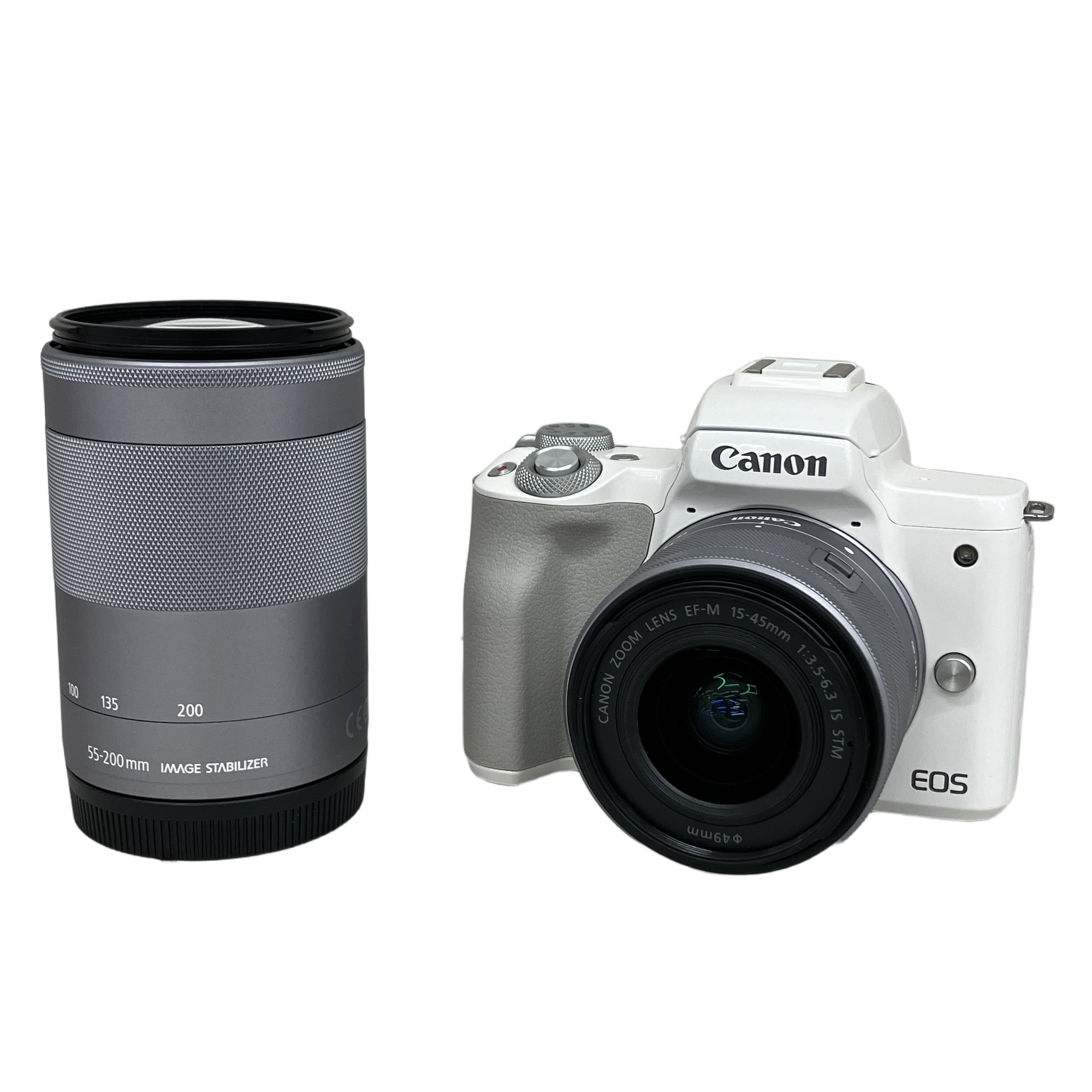Canon PC2328 EOS kiss M ボディ 15-45mm 55-200mm ダブル ズーム レンズ キット 中古