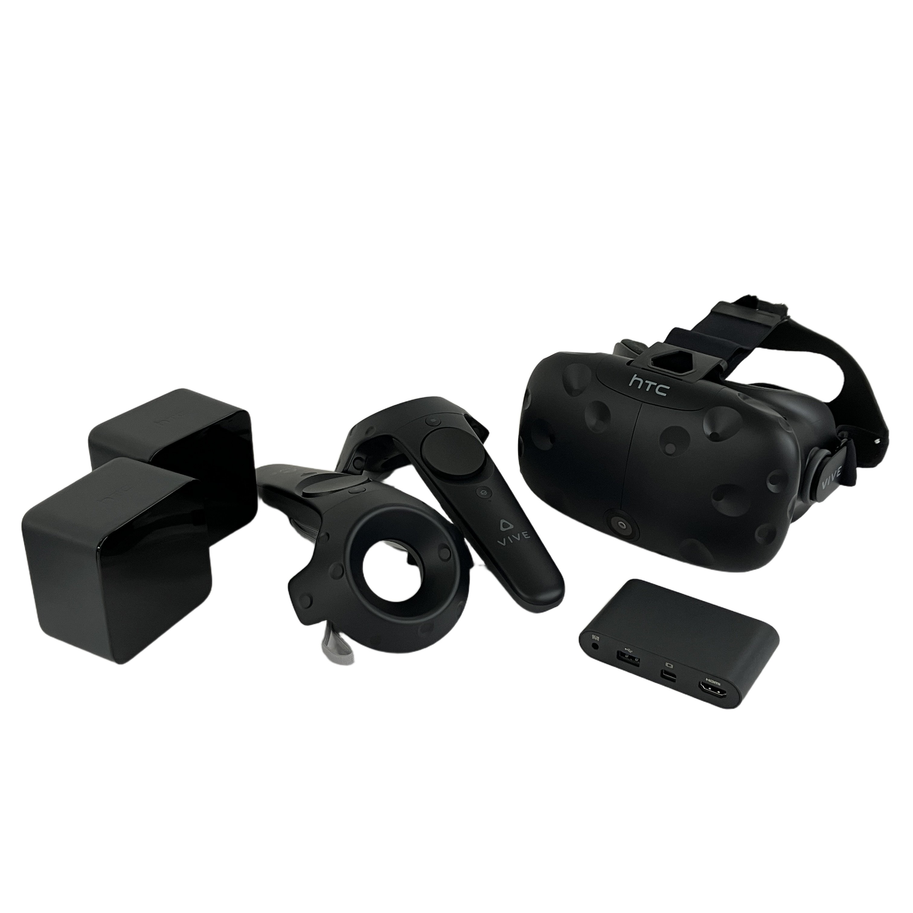 HTC VIVE kit 99HAHZ049-00 VRヘッドセット ヘッドマウントディスプレイ リンクボックス コントローラー ベースステーション 中古