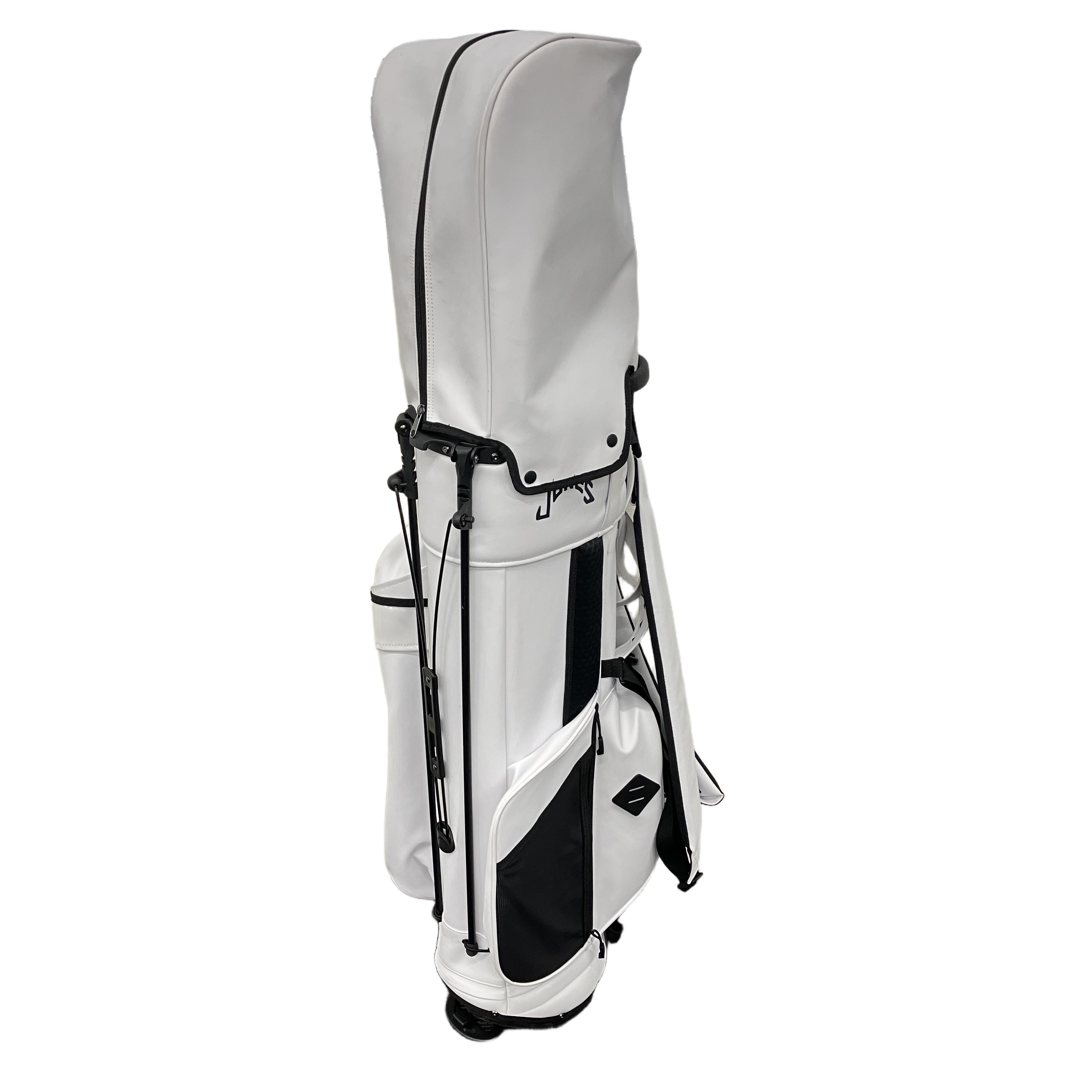 JONES PVCレザー製 5口枠 ホワイト スタンドキャディバッグ ゴルフ 中古
