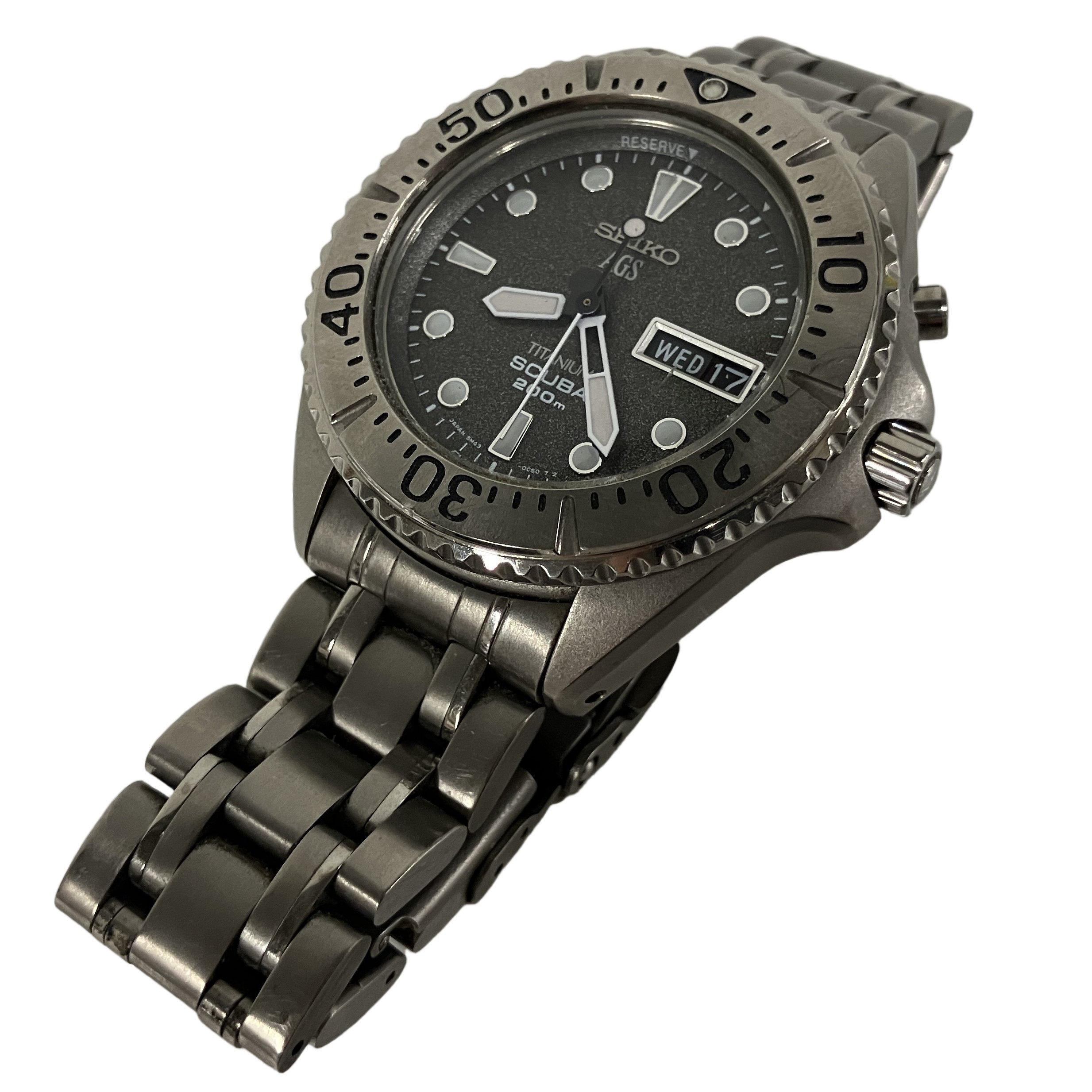SEIKO セイコー AGS 5M43-0B70 スキューバ キネティック チタン キネティック 自動巻き発電 腕時計 中古