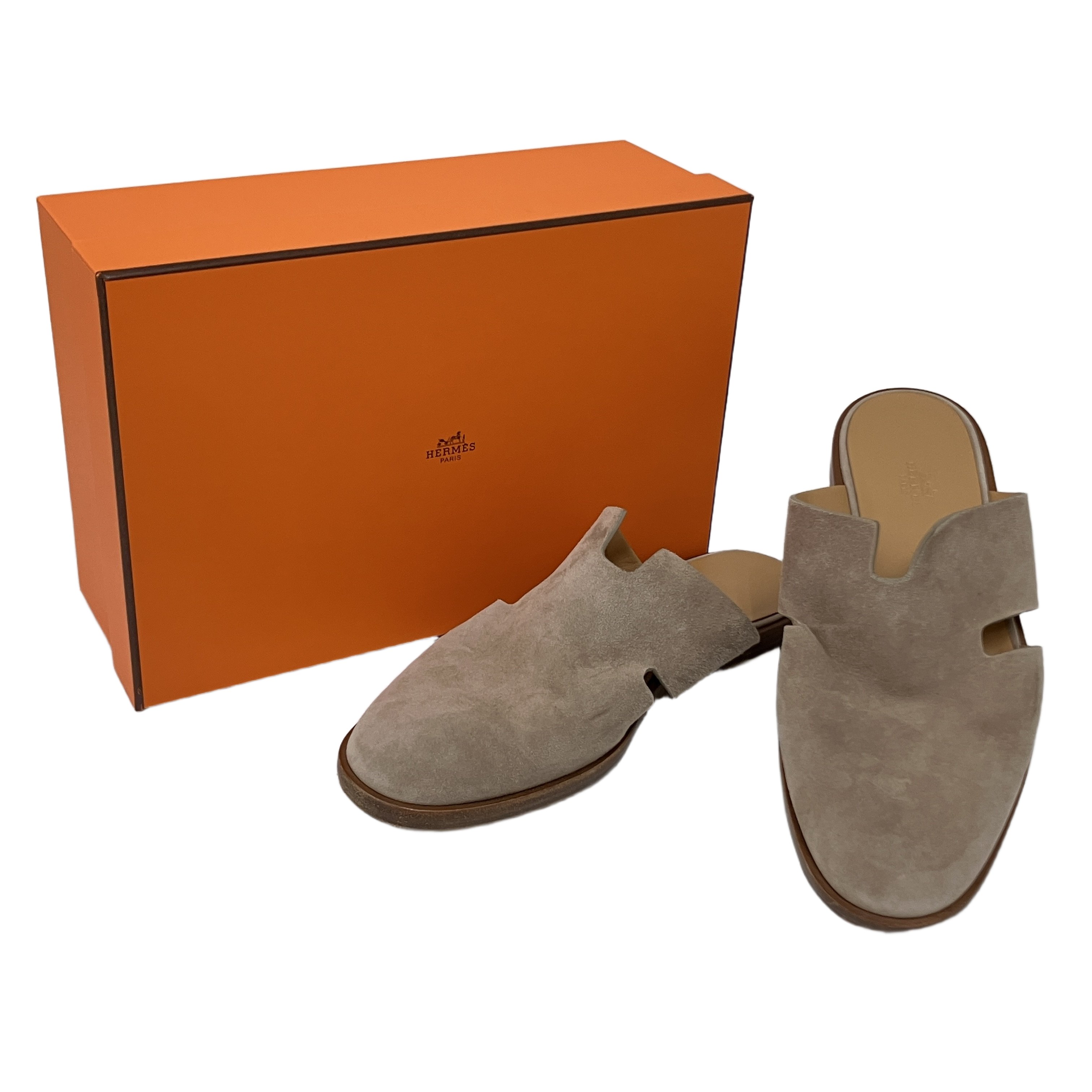 HERMES エルメス スエード サンダル ミュール サイズ 42 ベージュ系 中古