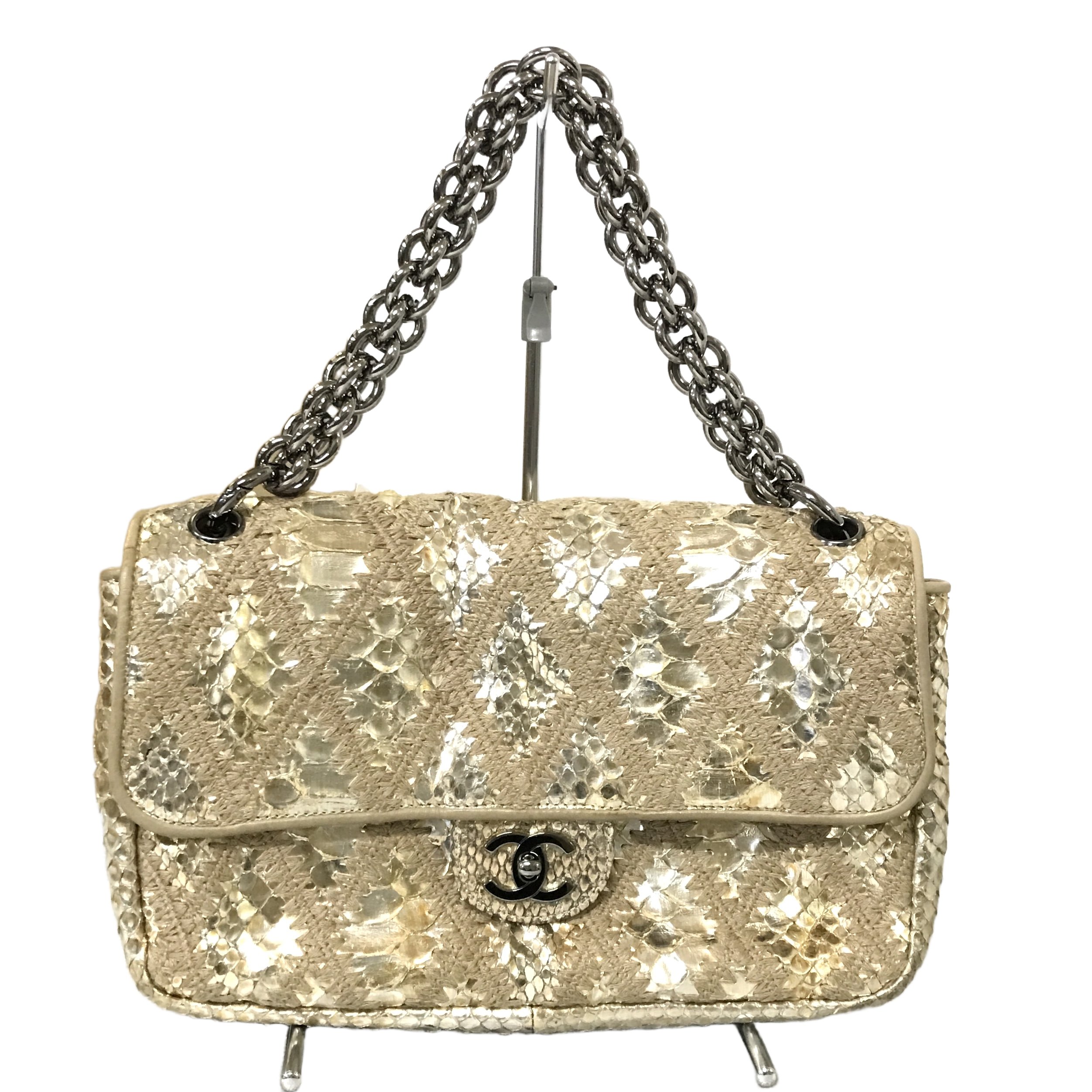 見込み160%掛率6211222-1 Chanel パイソン チェーンショルダーバッグ