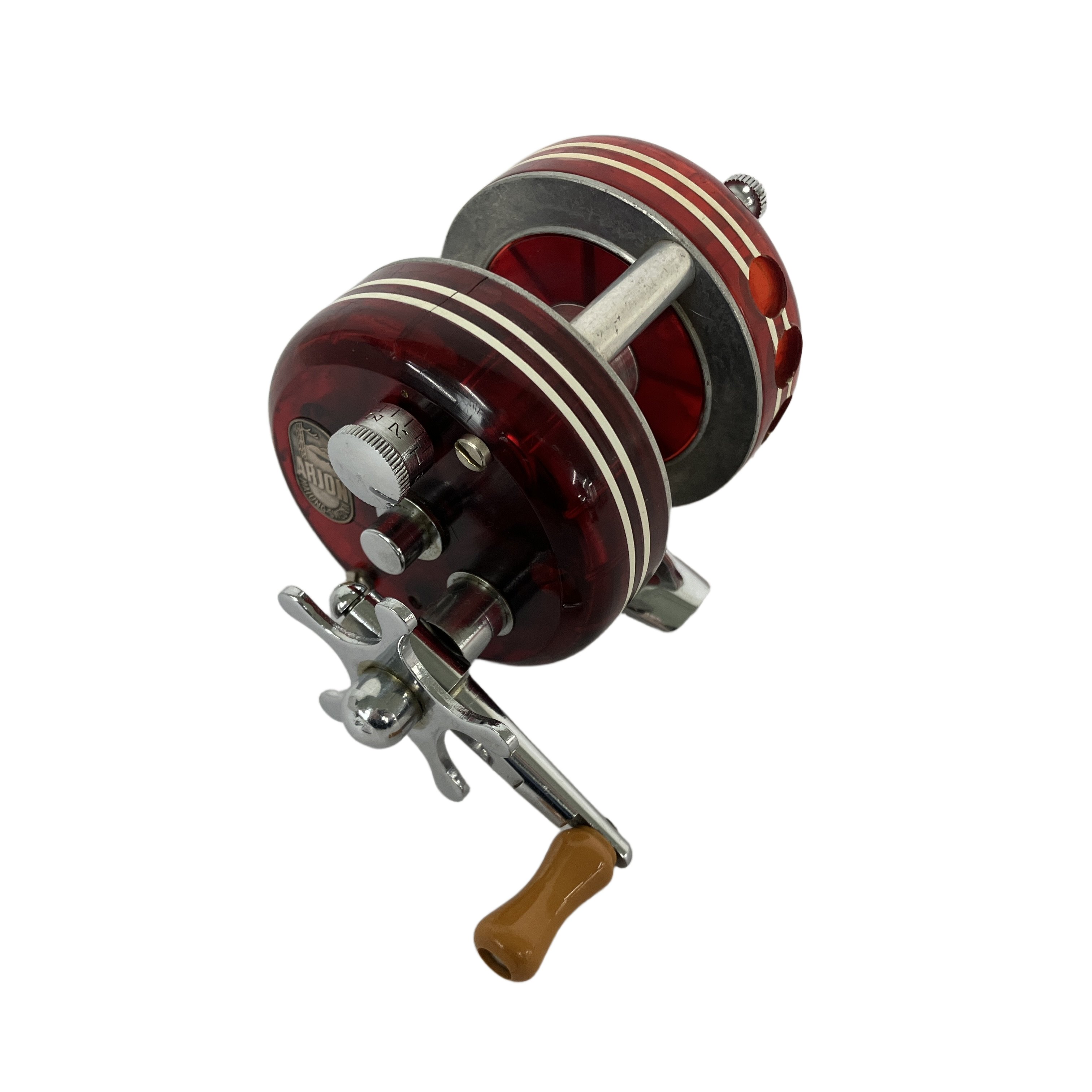 ARJON Champion ヴィンテージ ダイレクトリール ベイトリール 赤 アリヨン 釣具 中古
