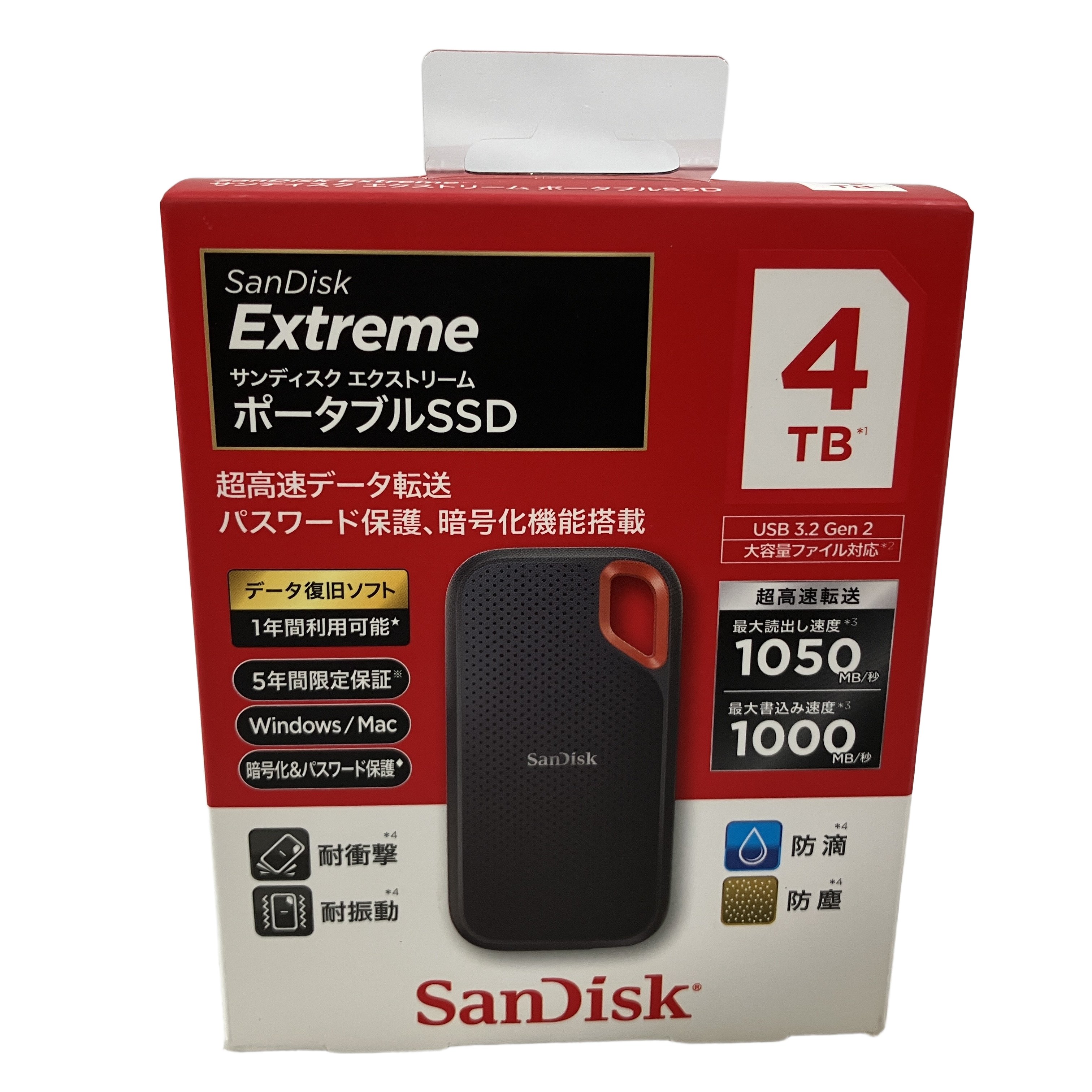 SanDisk Extreme Portable SSD SDSSDE61-4T00-J25 外付け ストレージ 4TB 未使用
