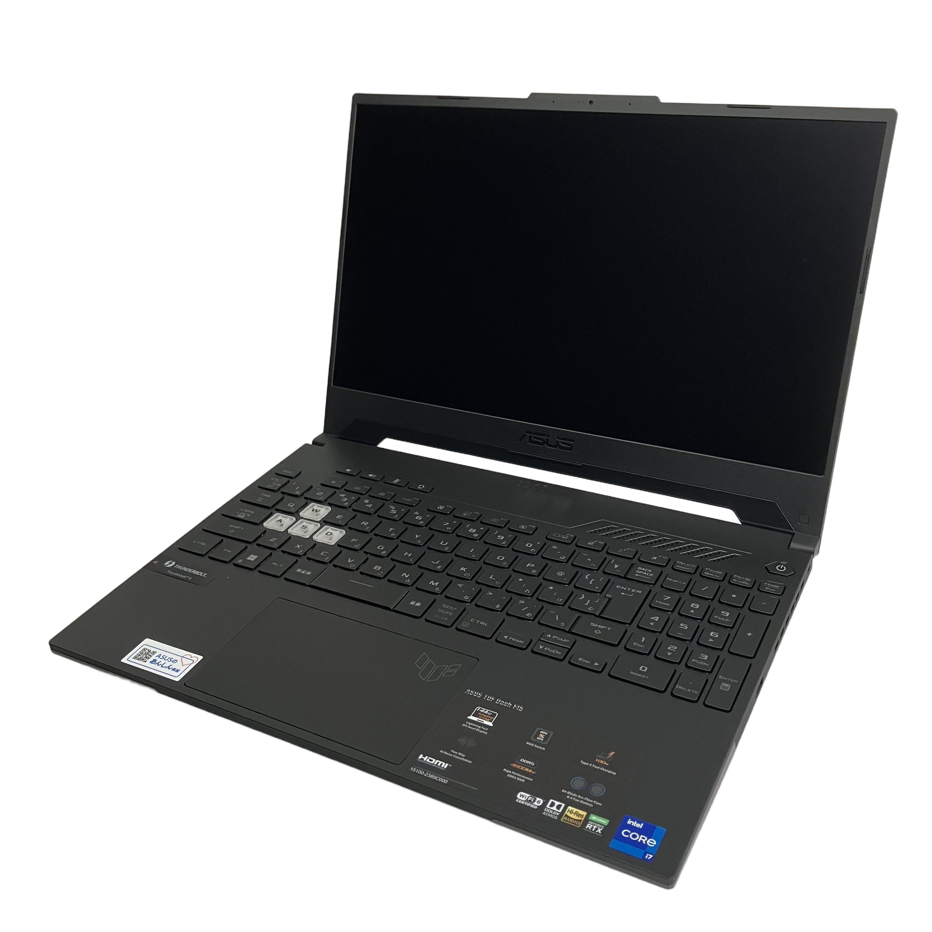ASUS TUF Dash F15 FX517ZM 15.6型 ゲーミング ノート PC 12th Gen i7-12650H 16GB SSD 512GB 97% Win 11 Home 中古 美品